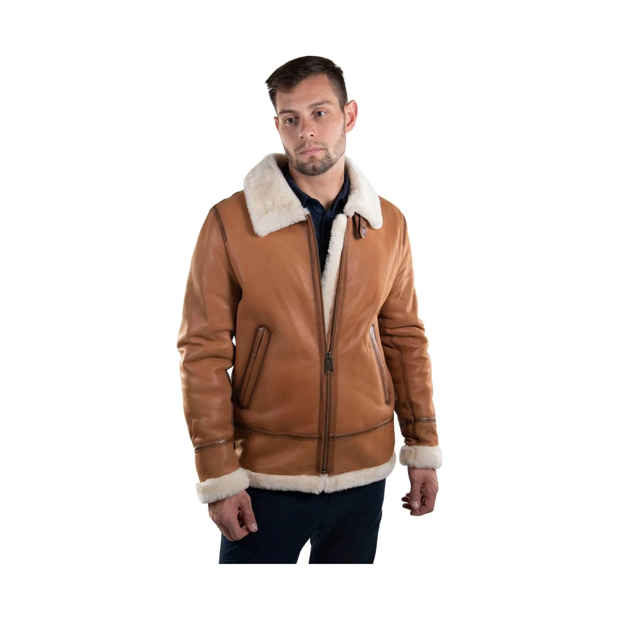 Cloud Nine Men's Sheepskin Western Bomber Coat - Chestnut One Color