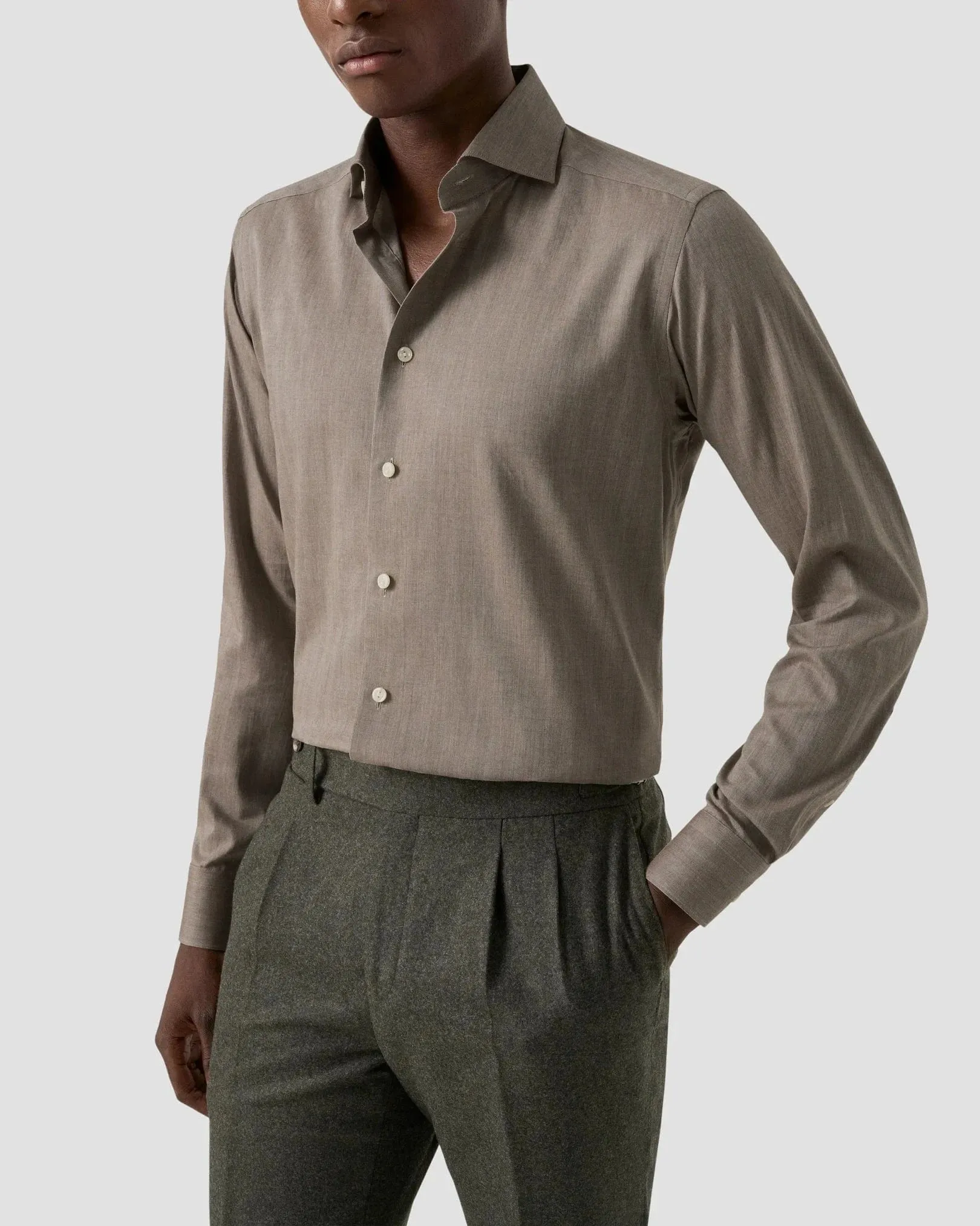 Solid Signature Flannel Shirt Slim Soft Touch