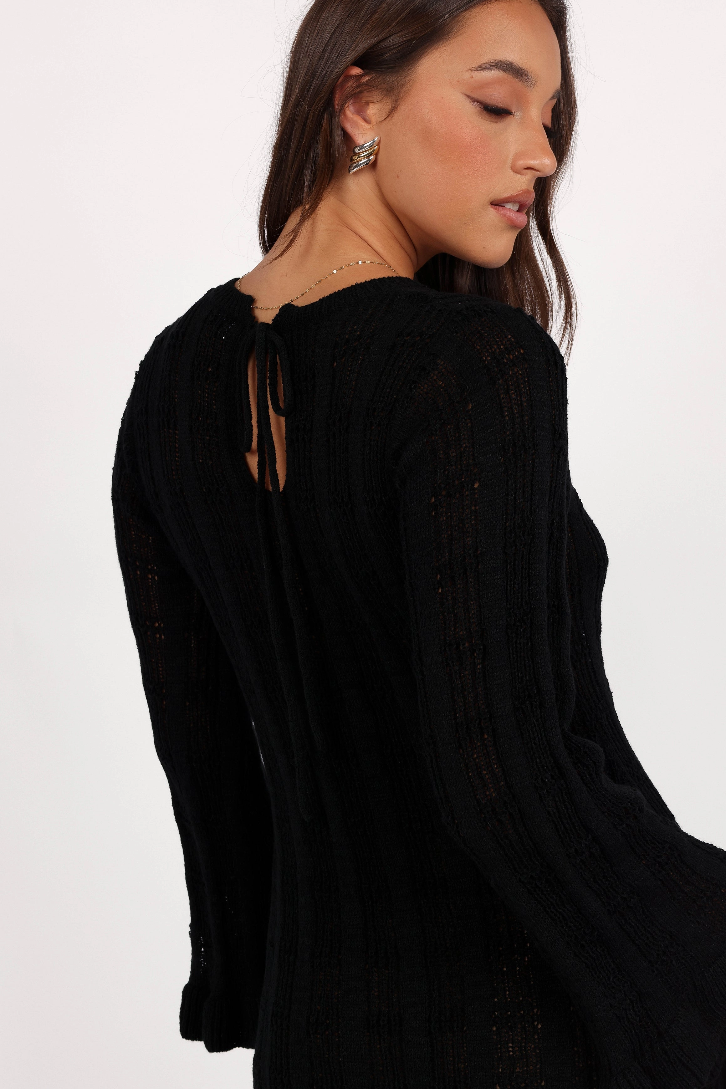 Colter Long Sleeve Maxi Dress - Black Lace-Edge