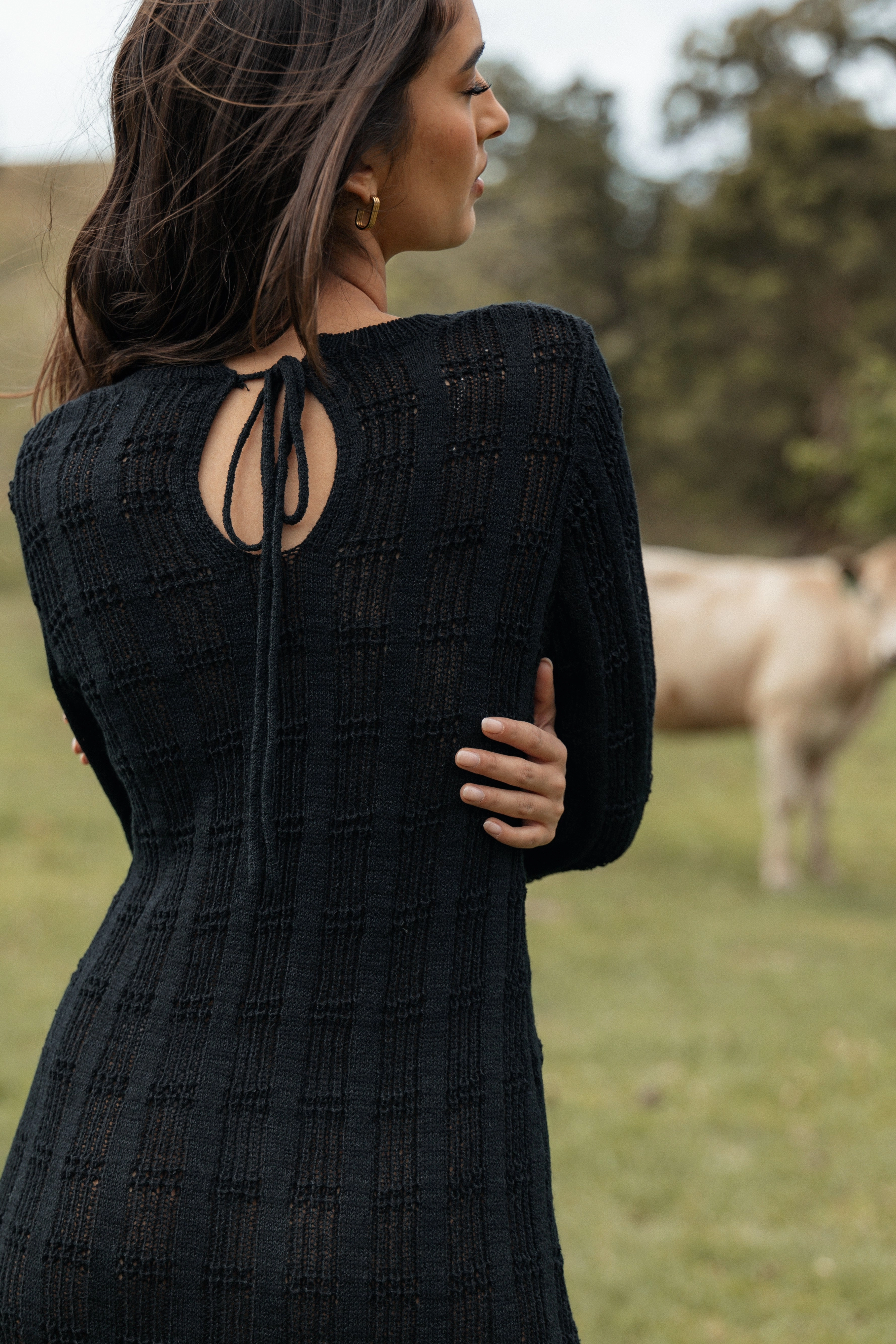 Colter Long Sleeve Maxi Dress - Black Simple Yet Elegant Youthful Look