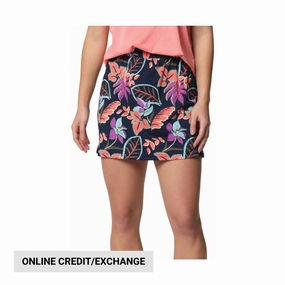 Adjustable Ties Columbia Women's Chill River Printed Skort - Hot Coral