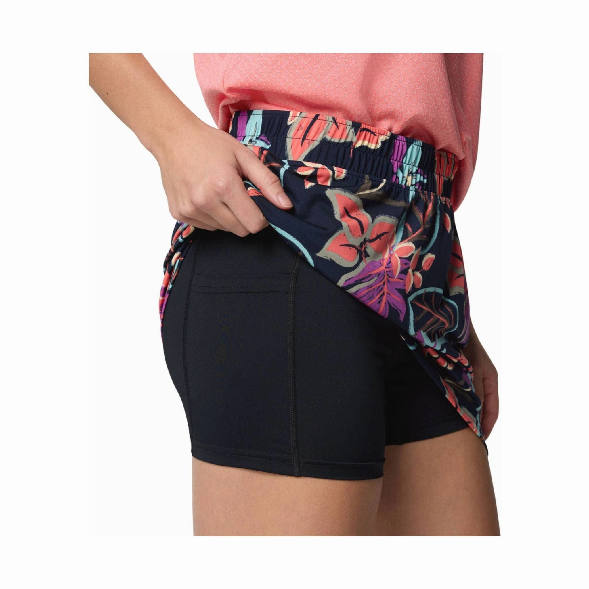 Columbia Women's Chill River Printed Skort - Hot Coral Low Maintenance Fabric