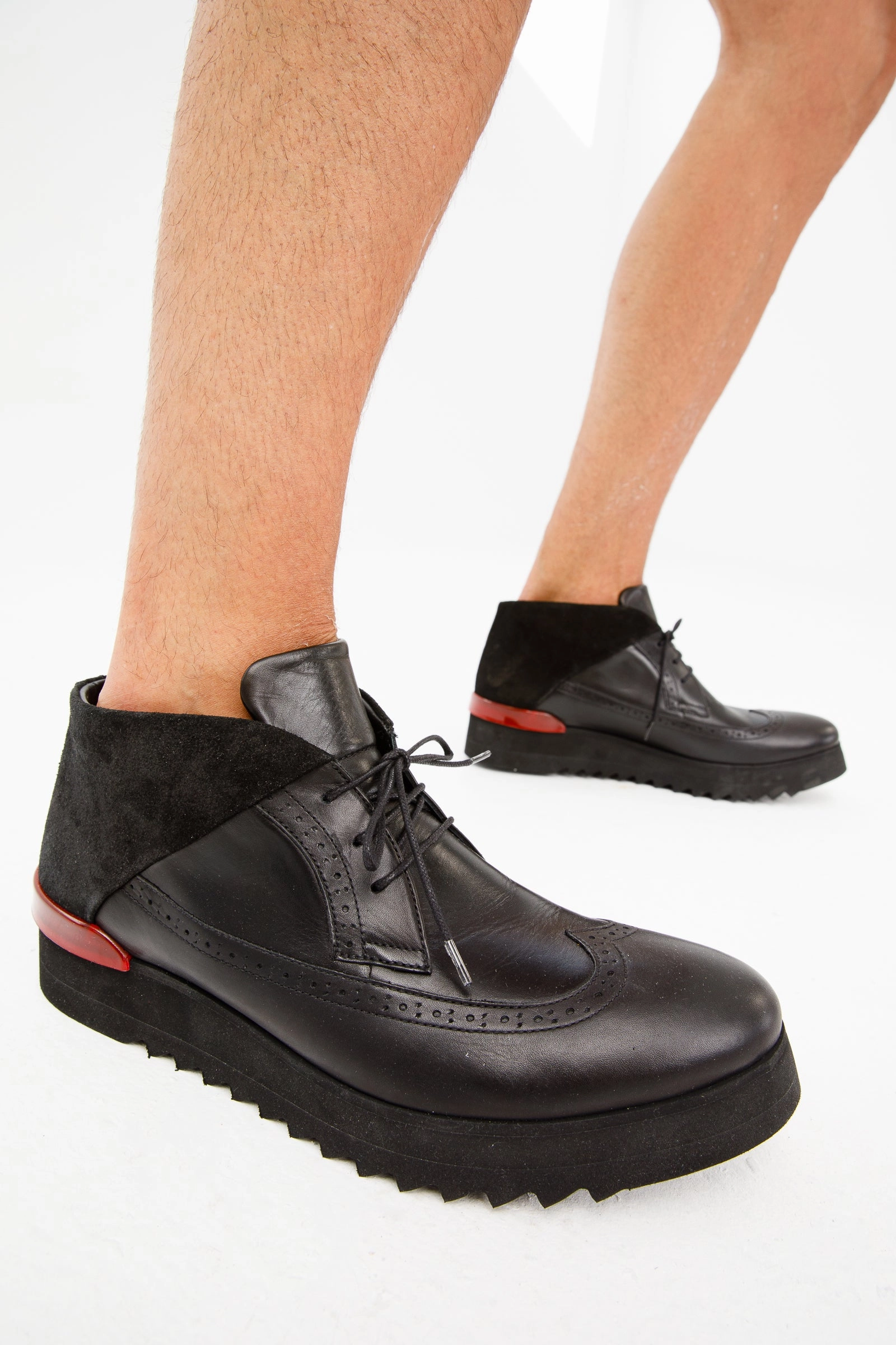 The Kagan Black Wingtip Chukka Men Sneaker Boot Padded Tongue