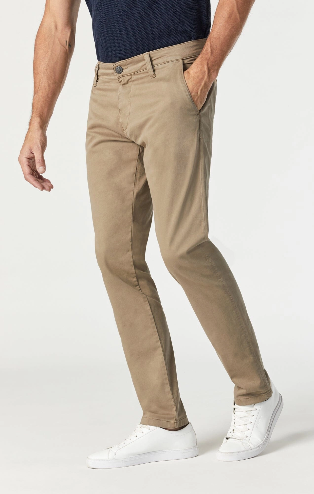 JOHNNY SLIM LEG CHINO IN BRITISH KHAKI TWILL All-Day Wear NonIrritatingStitching