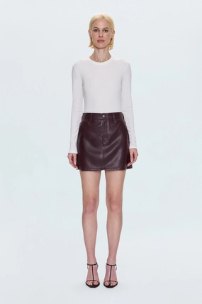 Abi High Rise Mini Skirt - Cabernet Tonal Look Breezy Style