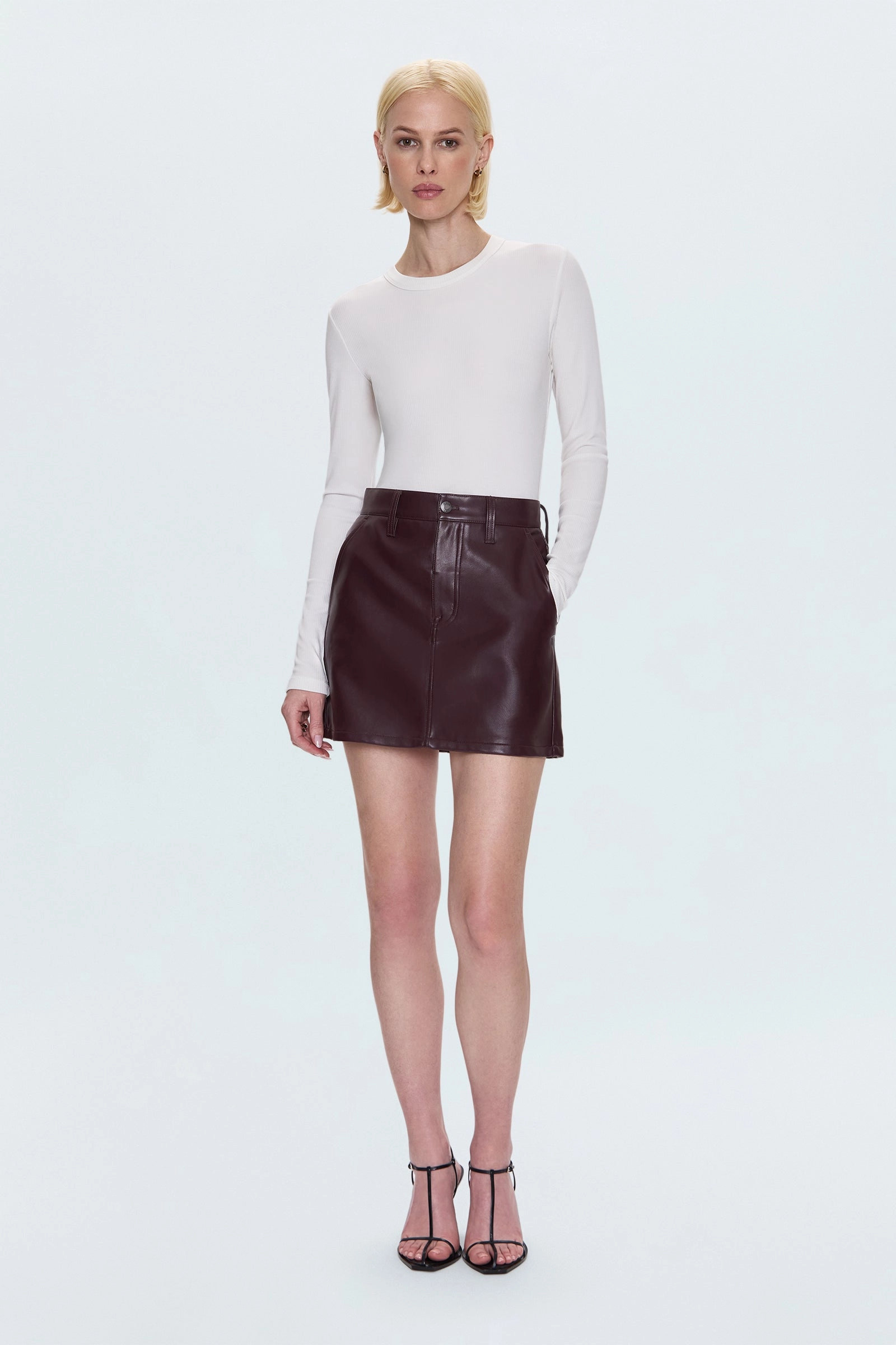 Abi High Rise Mini Skirt - Cabernet Everyday Vibe Fold Over Detail