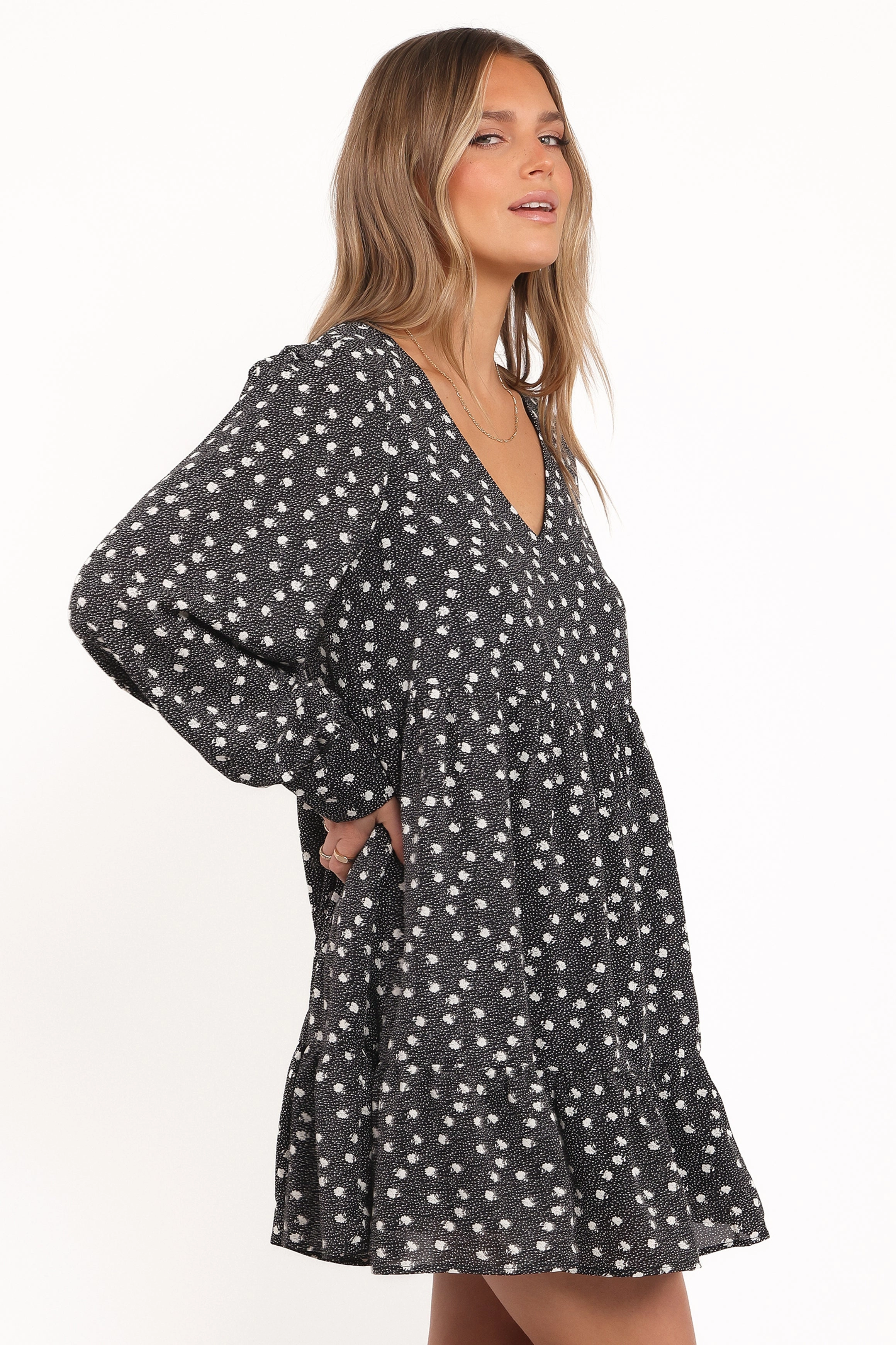 Everyday-Use Frankie Long Sleeve Mini Dress - Black Floral