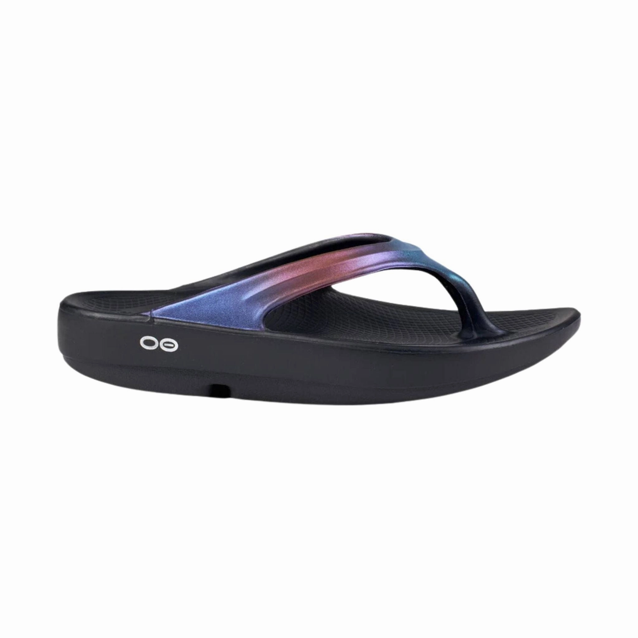 Toe Gripping Technology OOfos Women's OOlala Luxe Sandal - Midnight Spectre