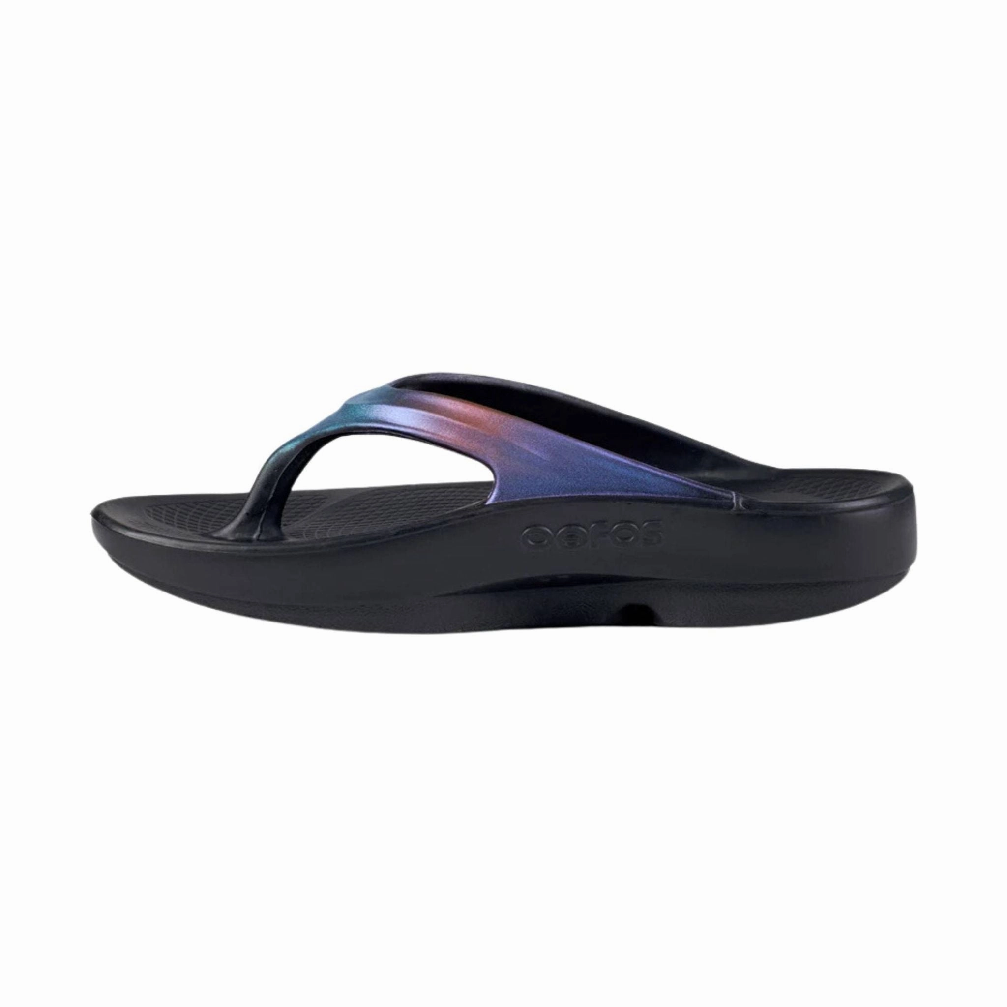 OOfos Women's OOlala Luxe Sandal - Midnight Spectre Light Travel