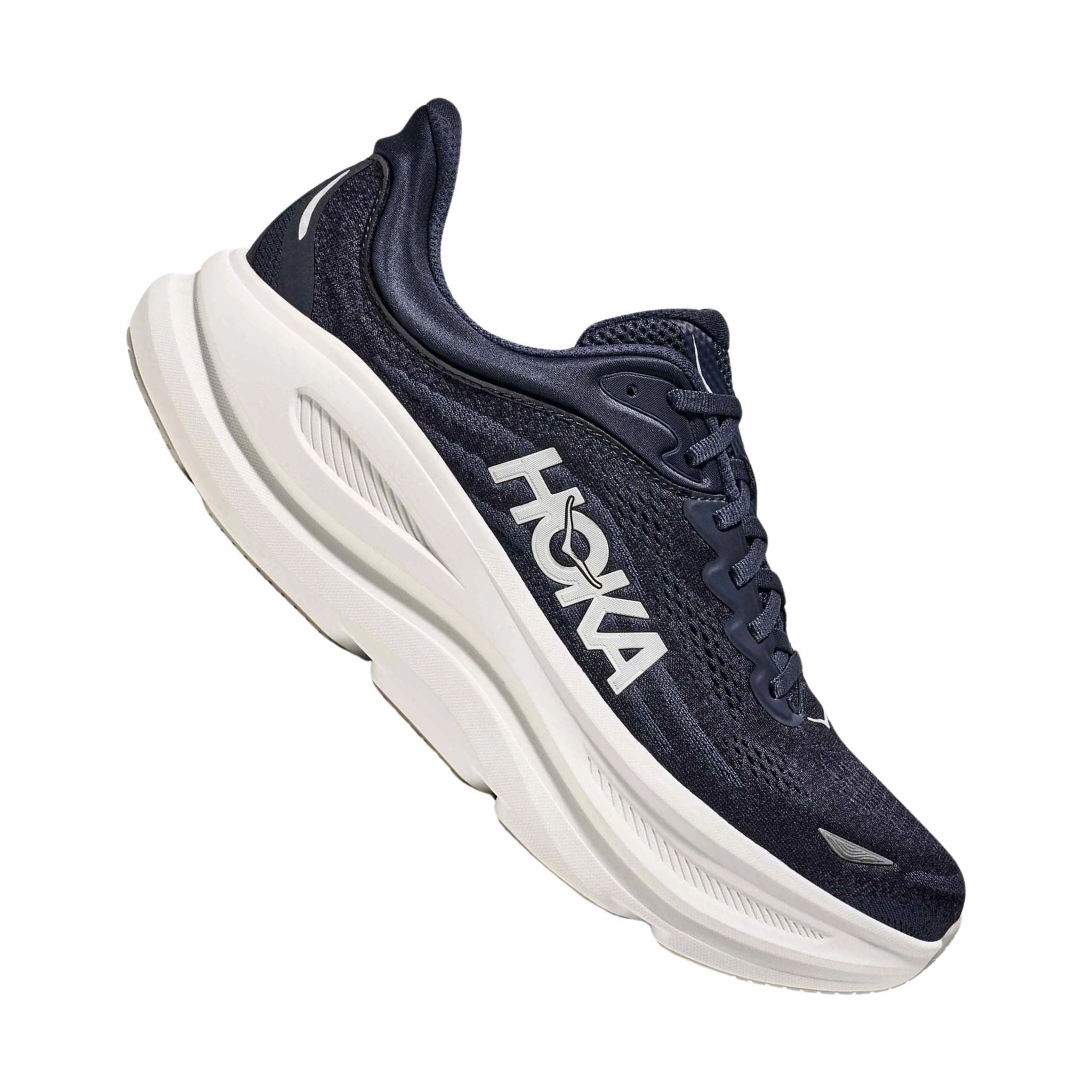 Lightweight TPU Frame SoftMaterial HOKA Men's Bondi 9 Running Shoes - Varsity Navy/White