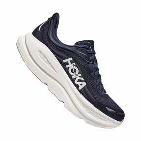 Lightweight TPU Frame SoftMaterial HOKA Men's Bondi 9 Running Shoes - Varsity Navy/White