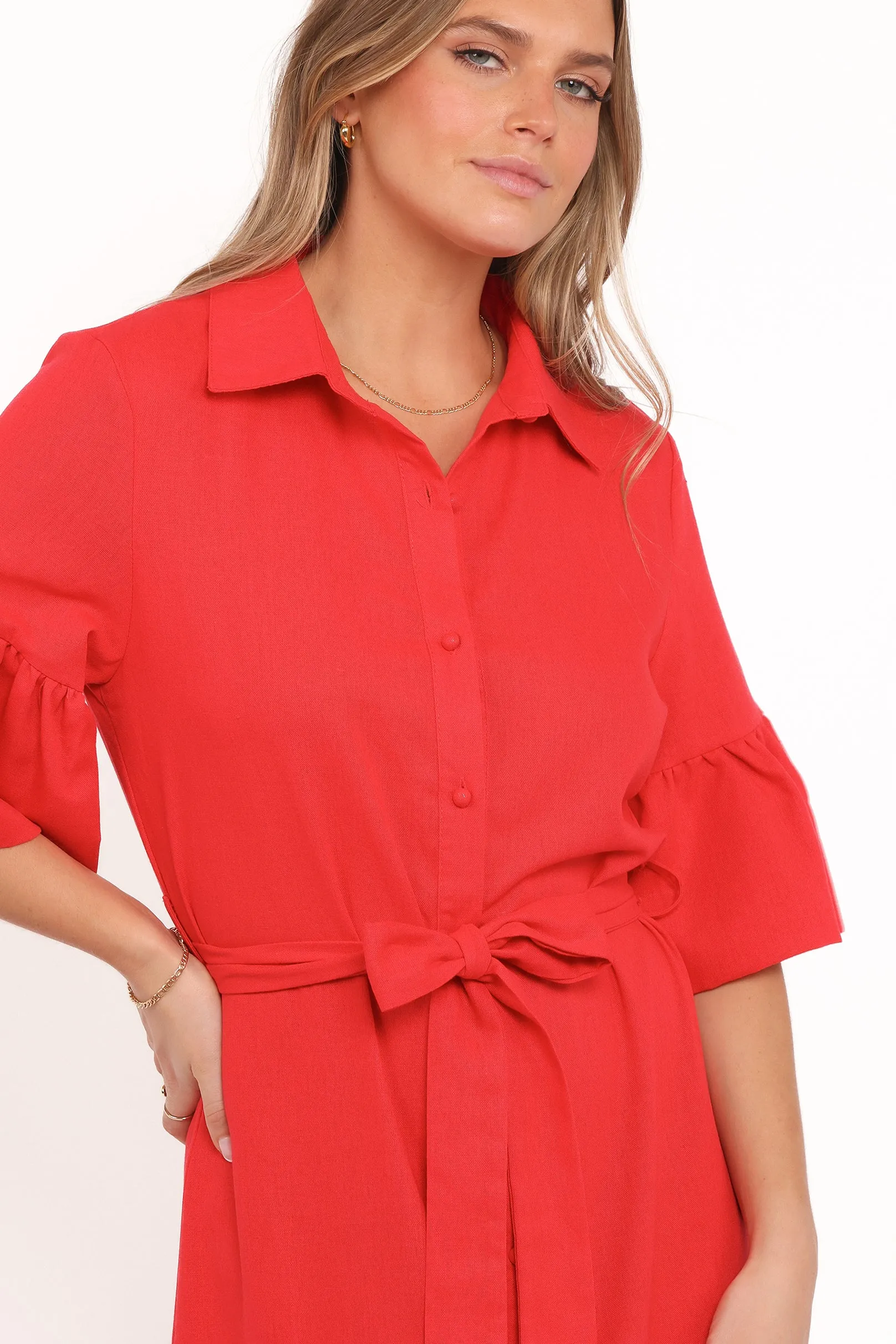 WrinkleResistantFinish Daily Wear Kirrily Midi Dress - Red