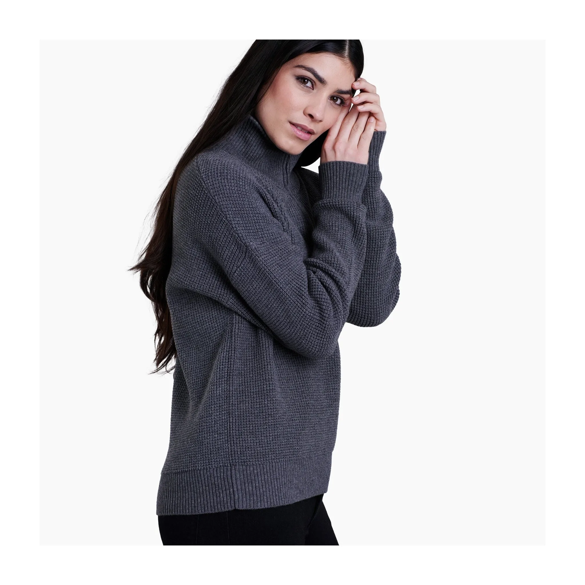 Cozy Warmth Kuhl Women's Norda Quarter Zip Sweater - Charcoal