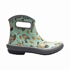 Reinforced Form Weekend Camping Bogs Women's Patch Ankle Chickens Garden Rain Boots - Aqua
