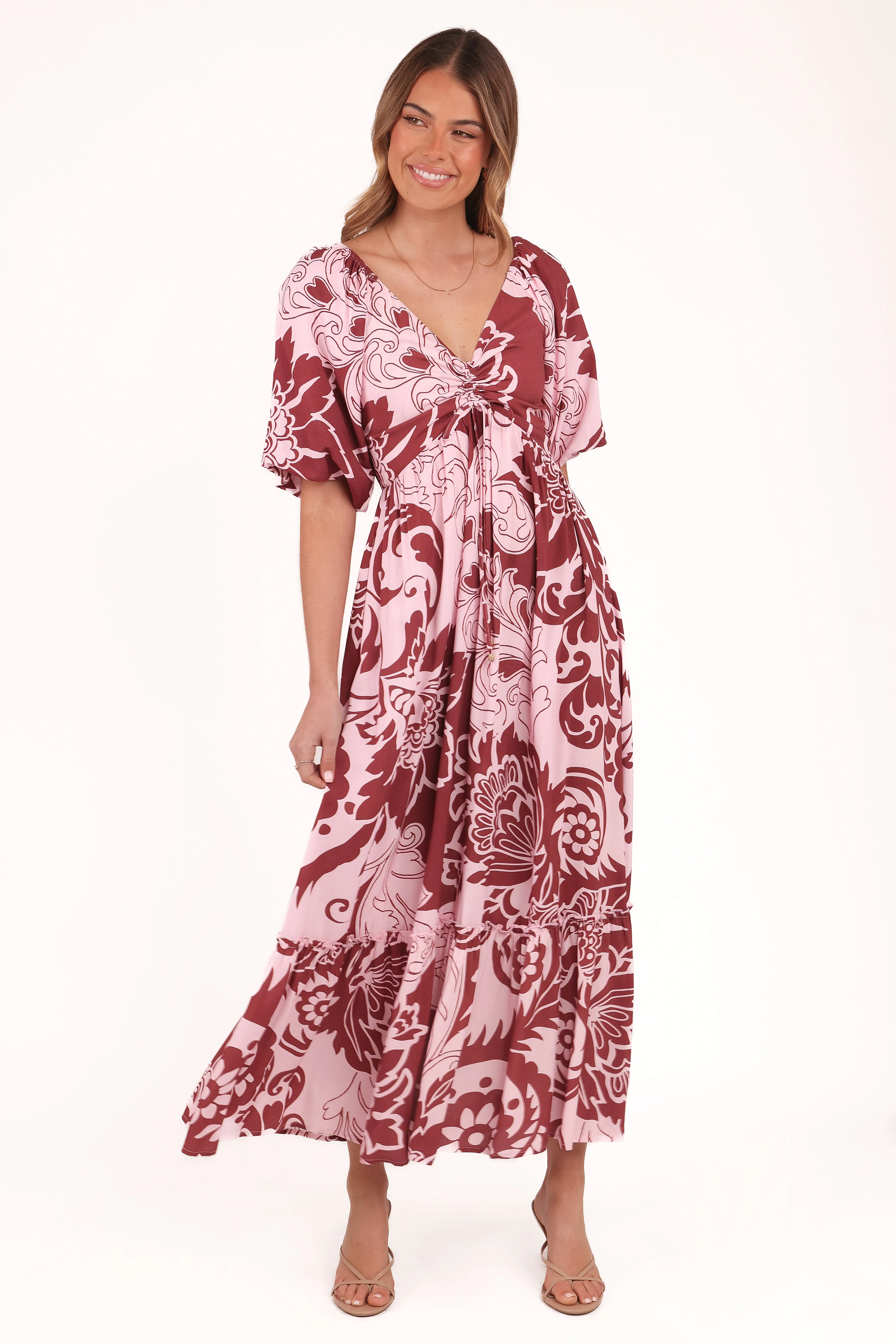 Shanae Maxi Dress - Pink Brown Paisley Versatile Piece Smart Style