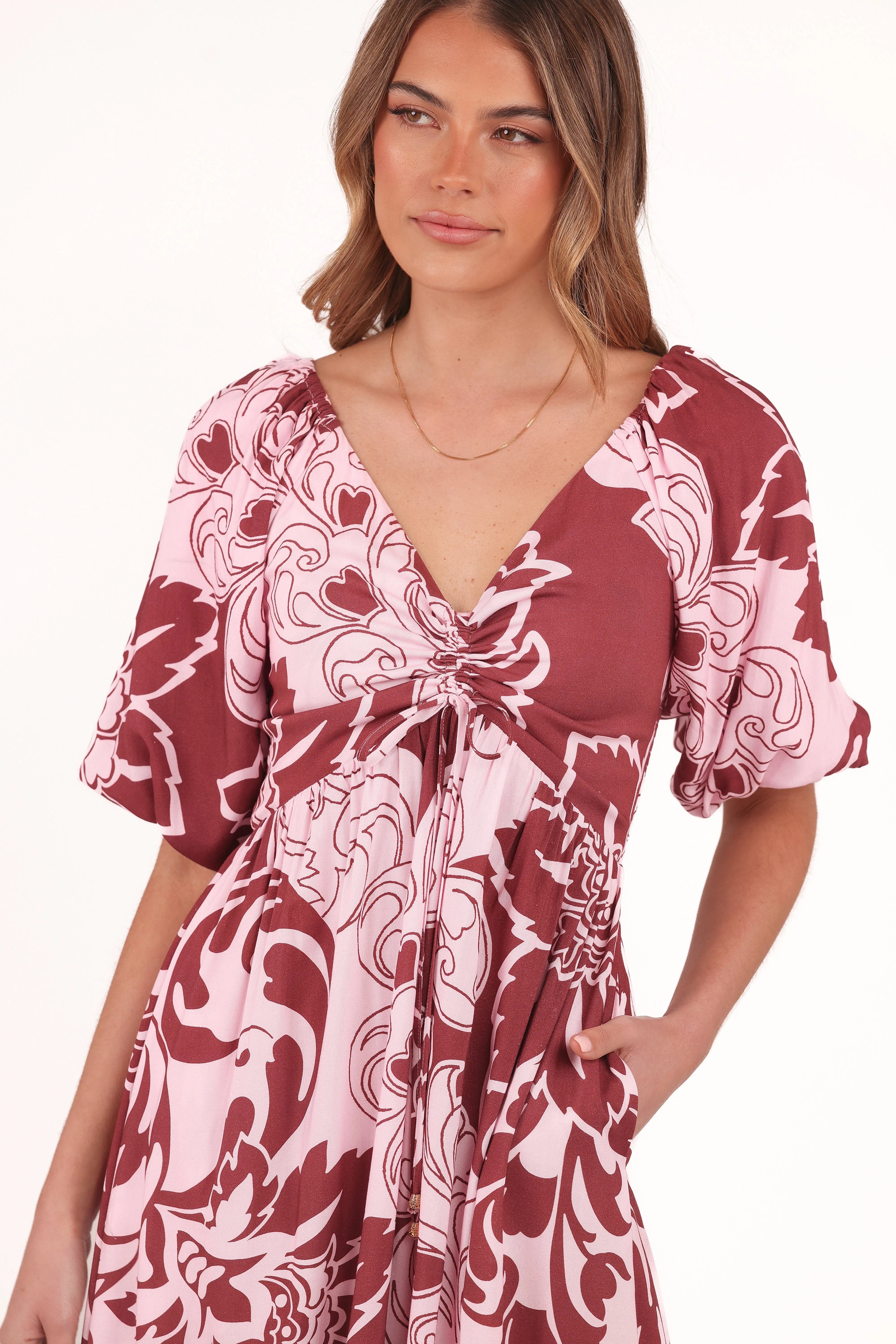 Shanae Maxi Dress - Pink Brown Paisley SustainableCotton