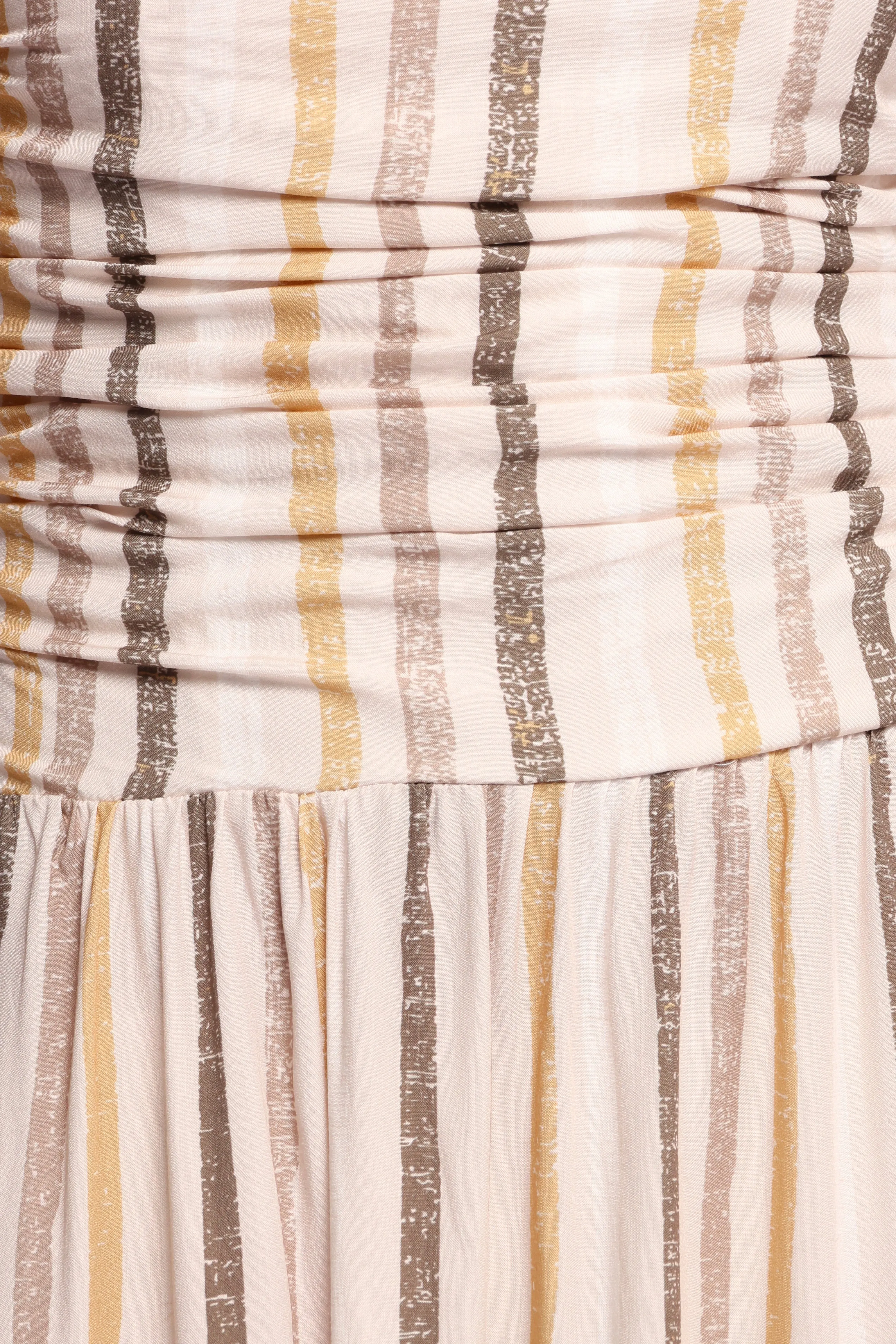 Jimena Strapless Maxi Dress - Brown Stripe Chill Wear