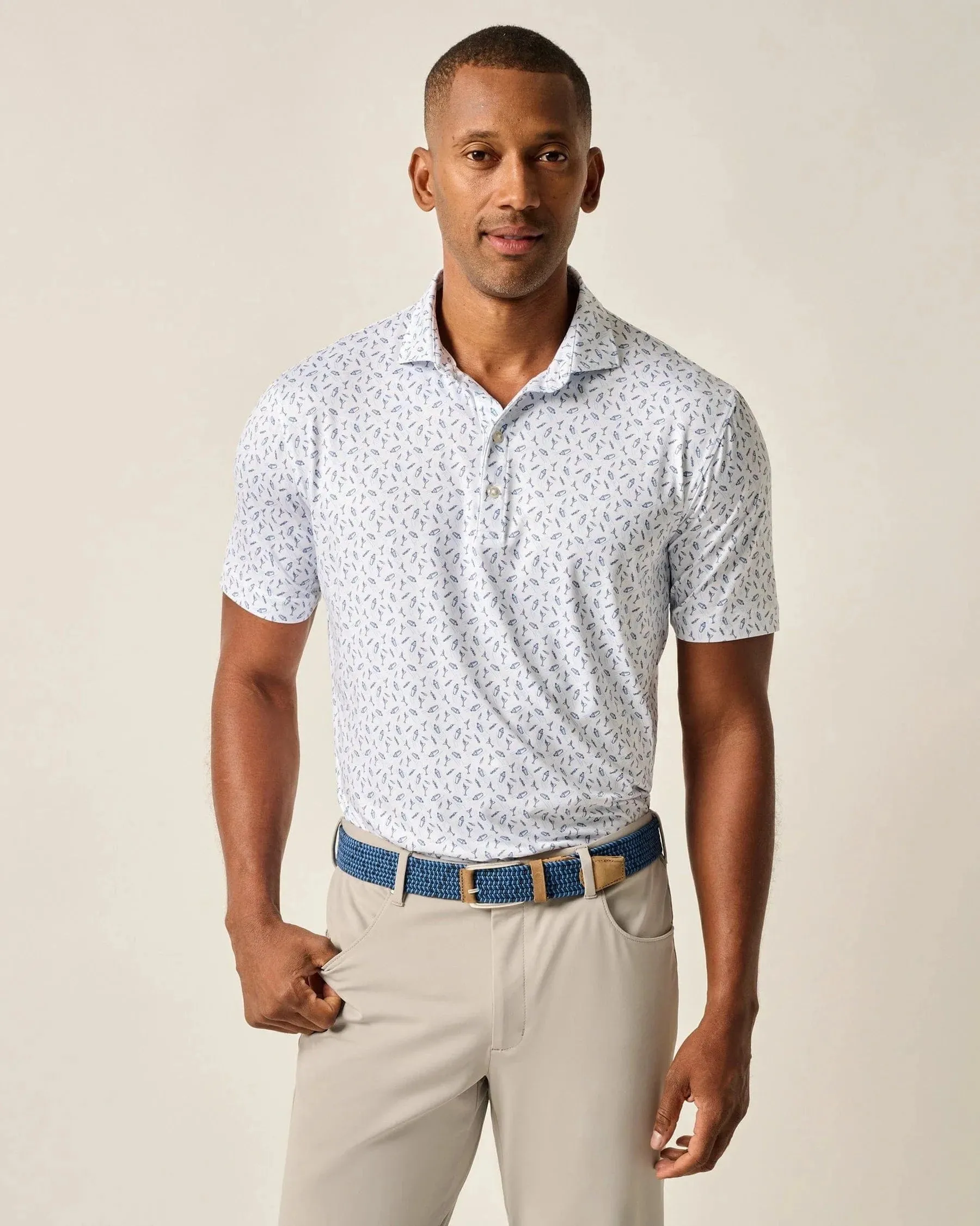 Tini Print Featherweight Polo - Lake Breathable Textile