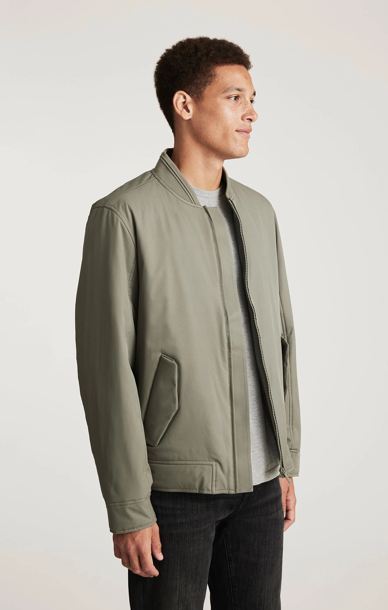 BOMBER JACKET IN MULLED BASIL Low Maintenance Fabric High Visibility Trim