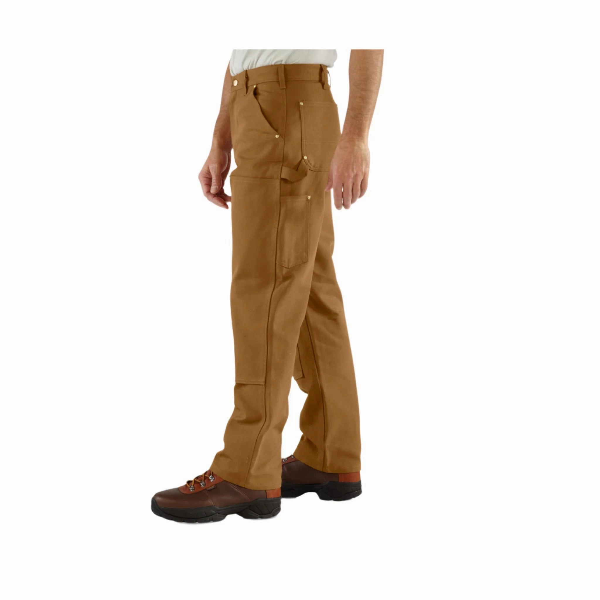 Carhartt Men's Loose Fit Firm Duck Double Front Utility Work Pant - Carhartt Brown SeamlessPocketDesign Quick Motion