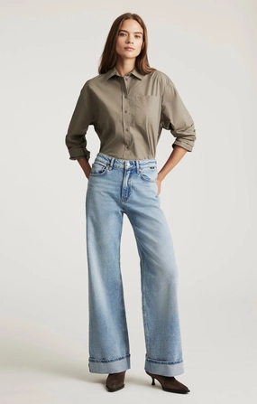 Functional Style FLORIDA CUFFED WIDE LEG IN LIGHT BRUSHED CLASSIC BLUE