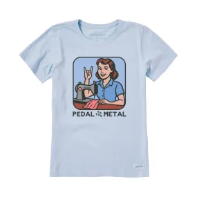Double Layered Fabric Life Is Good Women's Bert's Shirts Pedal To The Medal Short Sleeve Crusher Tee - Glacier Blue