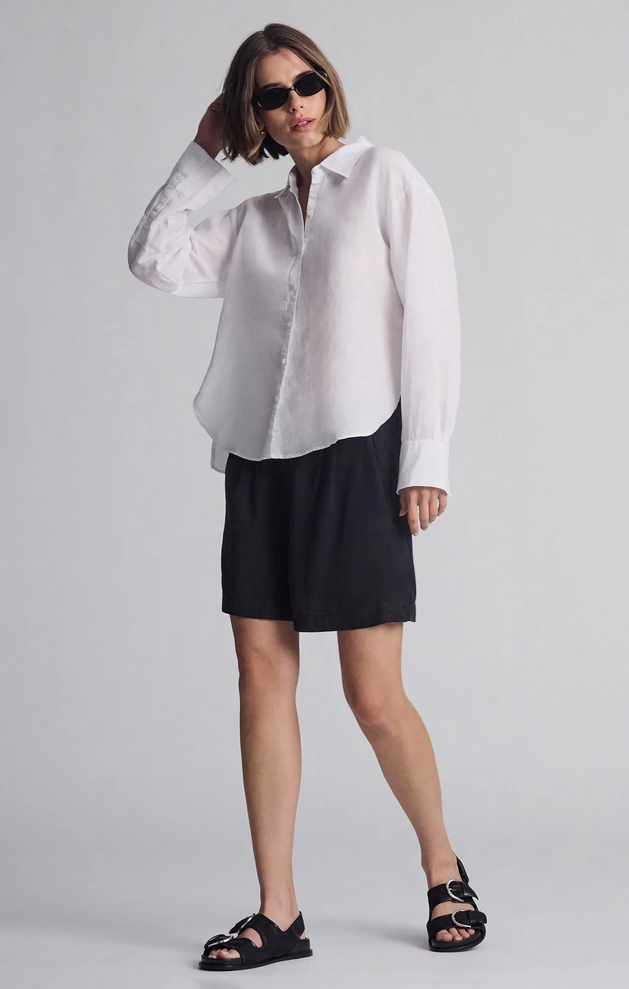 LONG SLEEVE TENCEL? SHIRT IN WHITE All-Weather Ready Sweat-Absorbing