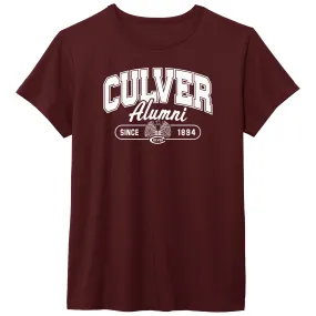 Alumni Essential Crew Neck Tee - Maroon Sporty Chic Preppy