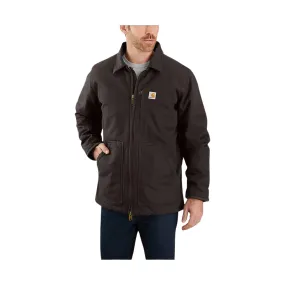 Plaid Design Hydrophobic Treatment Carhartt Men's Sherpa Lined Loose Fit Field Jacket - Dark Brown