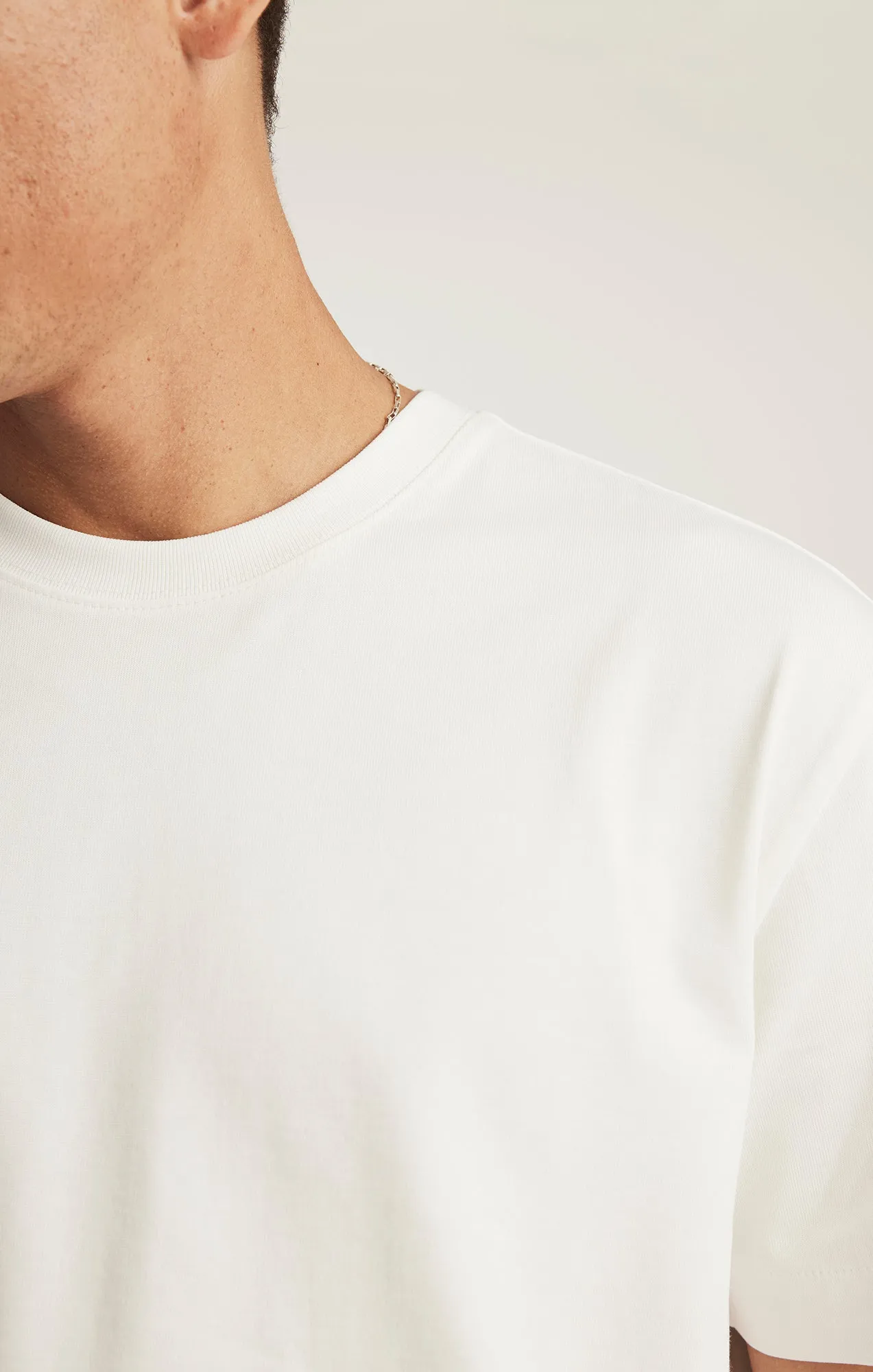 Ethically Sourced Cotton SHORT SLEEVE CREW NECK T-SHIRT IN ANTIQUE WHITE