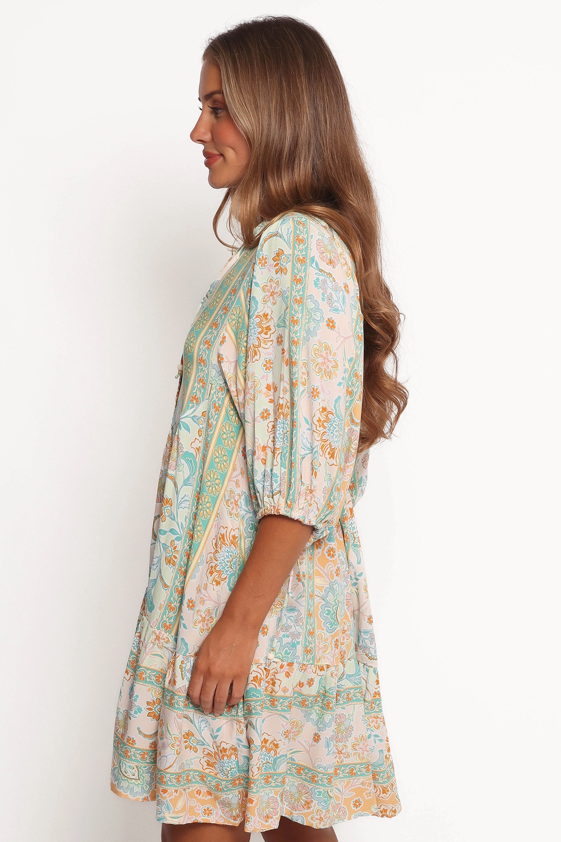 Arden Mini Dress - Green Multi Sharp Mood