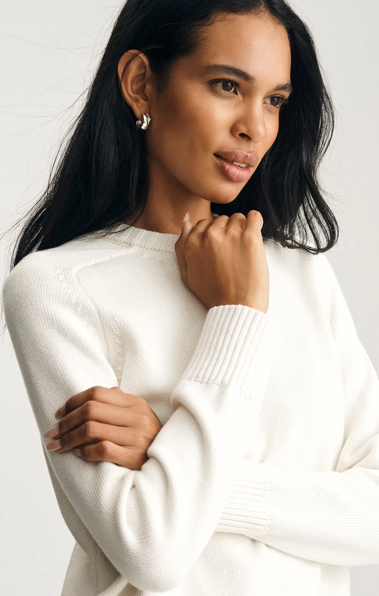 product stud toughness CREW NECK SWEATER IN ANTIQUE WHITE