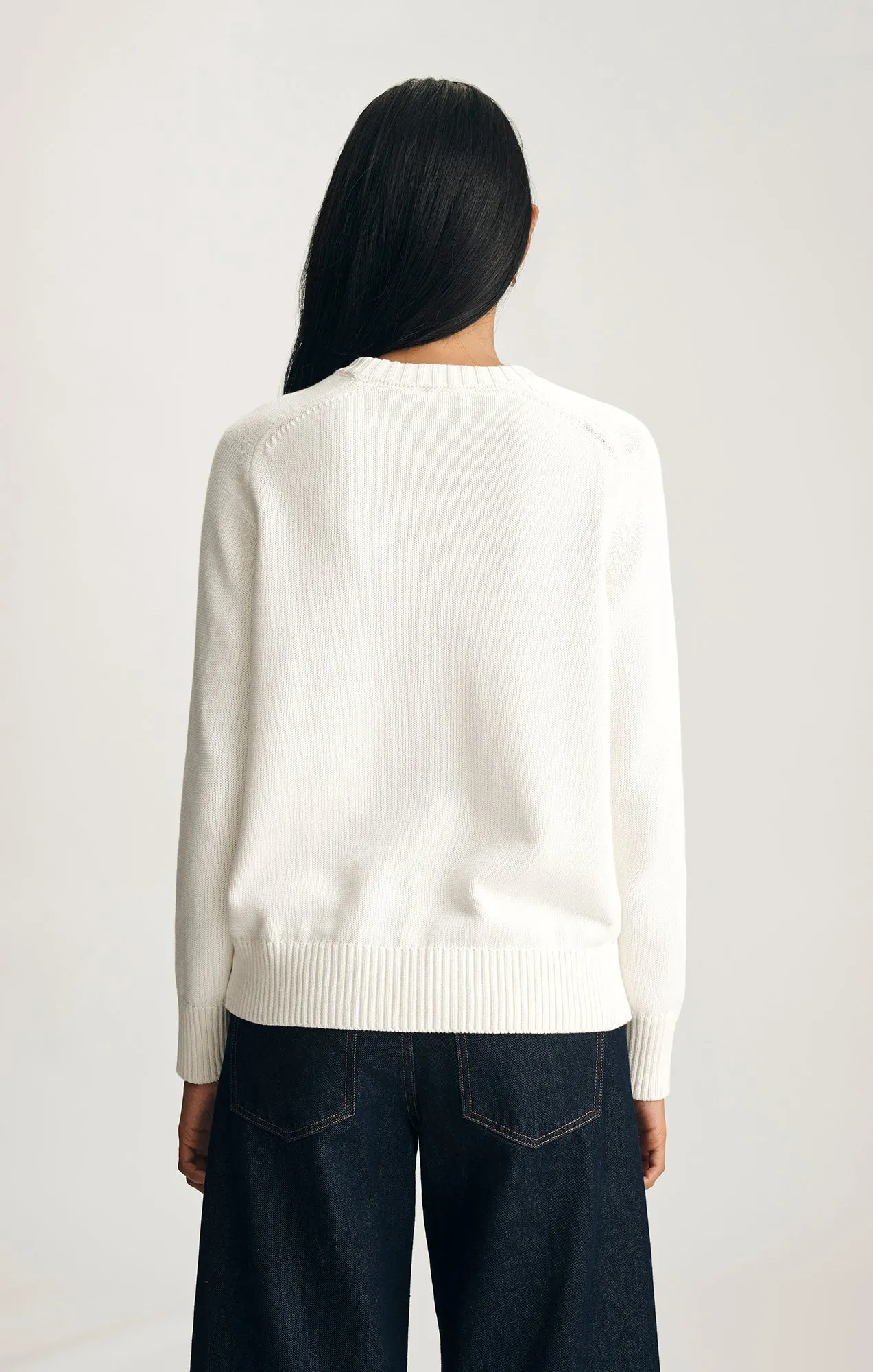 CREW NECK SWEATER IN ANTIQUE WHITE Versatile Piece Cool Vibes