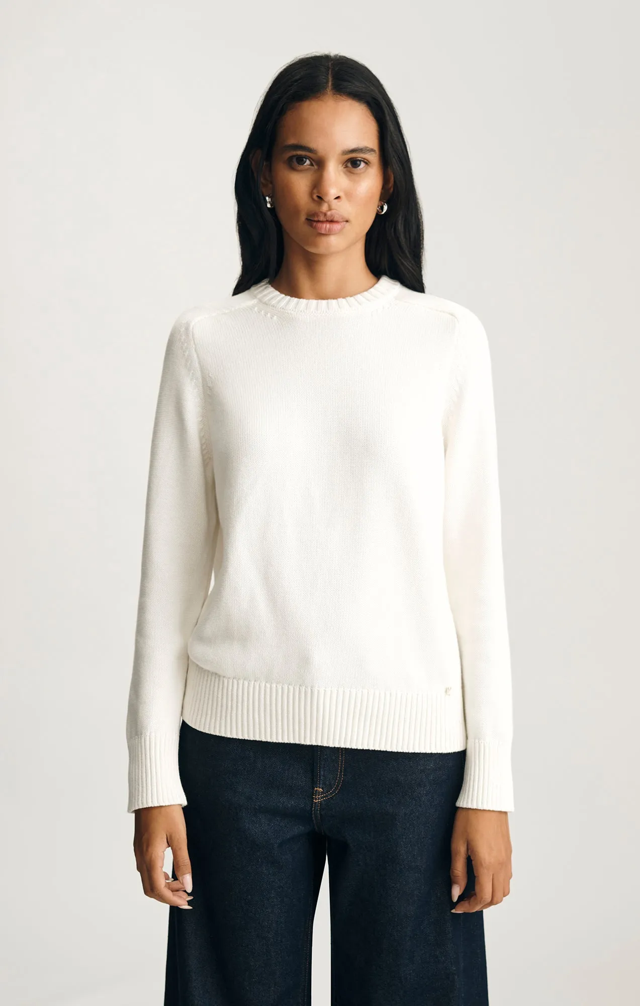 Easy to Carry Casual Layer CREW NECK SWEATER IN ANTIQUE WHITE