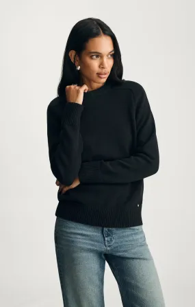 CREW NECK SWEATER IN BLACK Chic Hoodie Comfy Hoodie