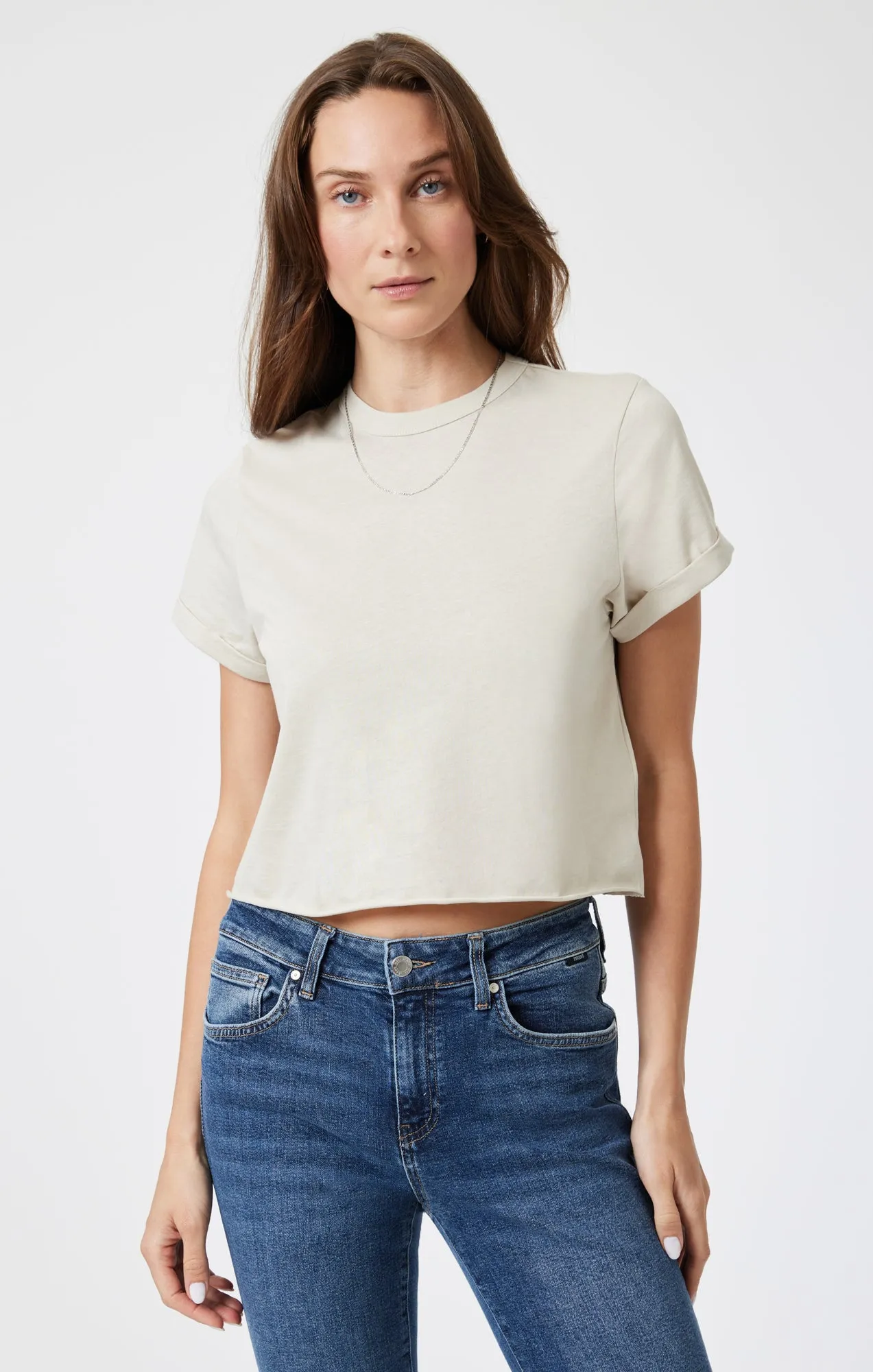 CROPPED T-SHIRT IN MOONSTRUCK Feminine Appeal Flexible Neckband