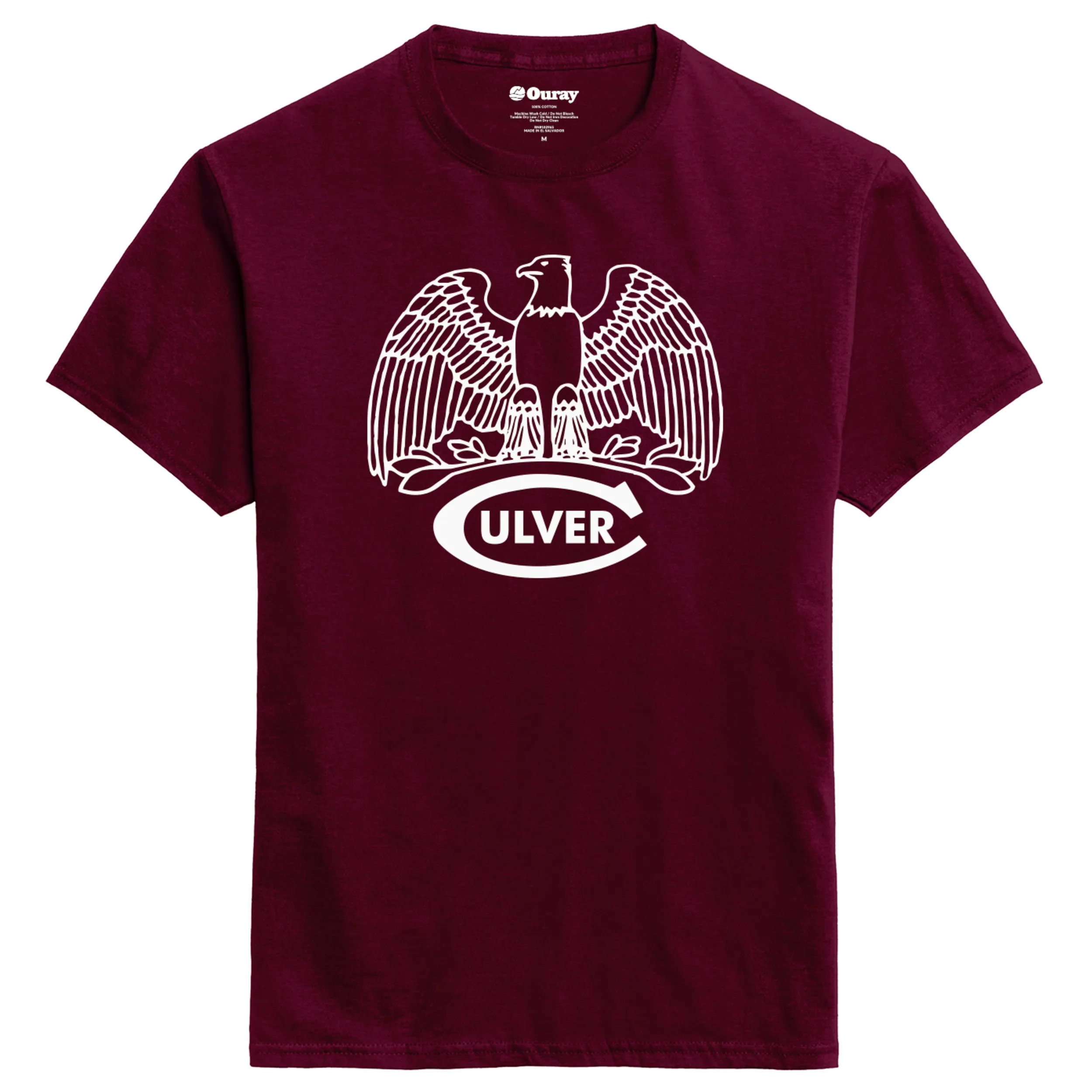 Culver Eagle Essential Crew Neck Tee - Maroon Minimal Comfort