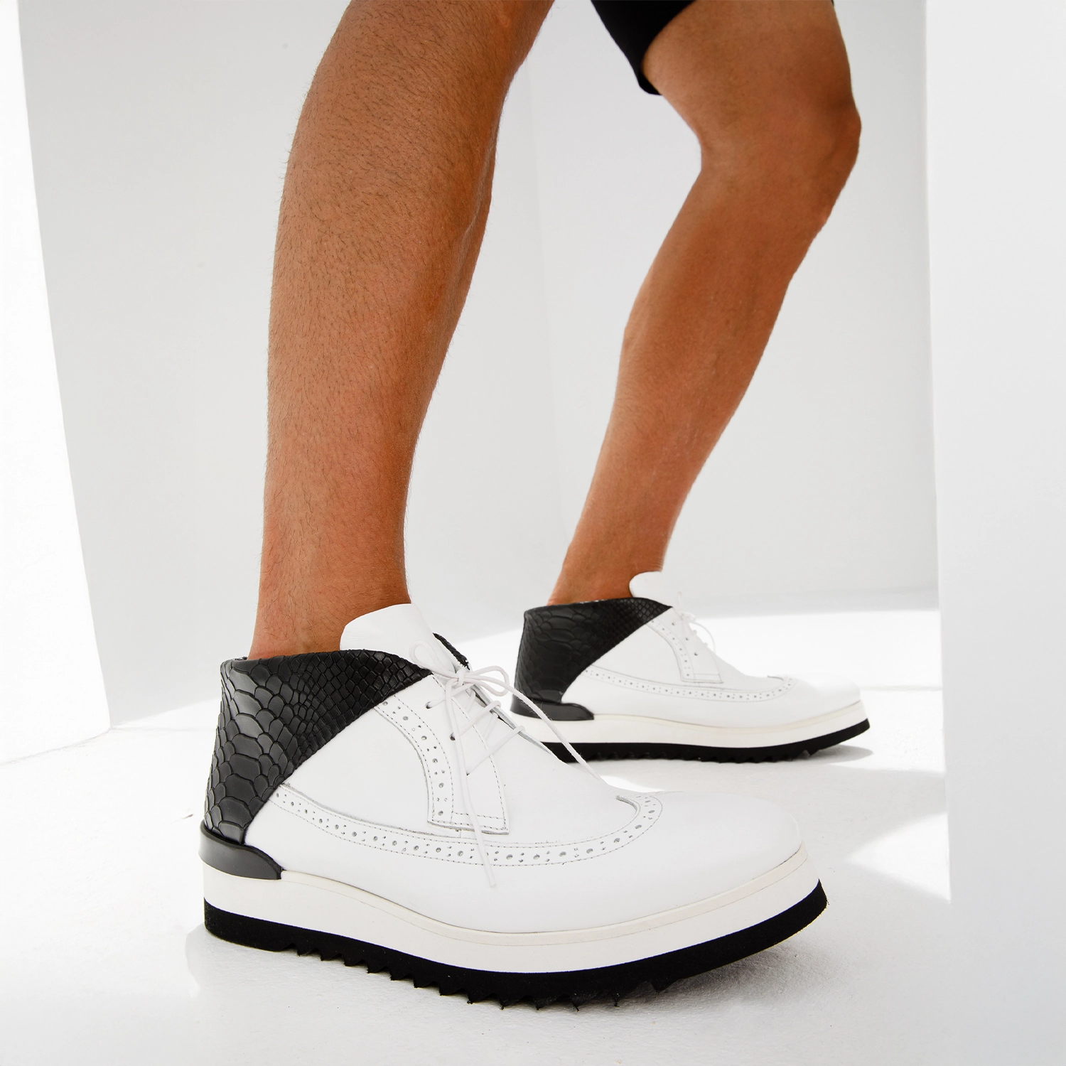 The Kagan White Wingtip Chukka Men Sneaker Boot Daily Step