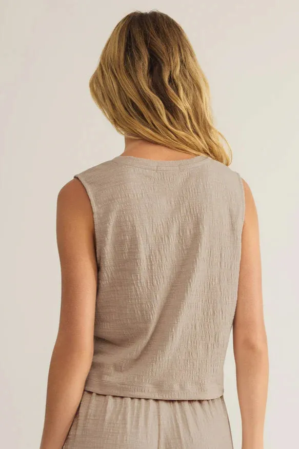 Custom Prints Sloane Textured Top | Parchment Warm and Cozy