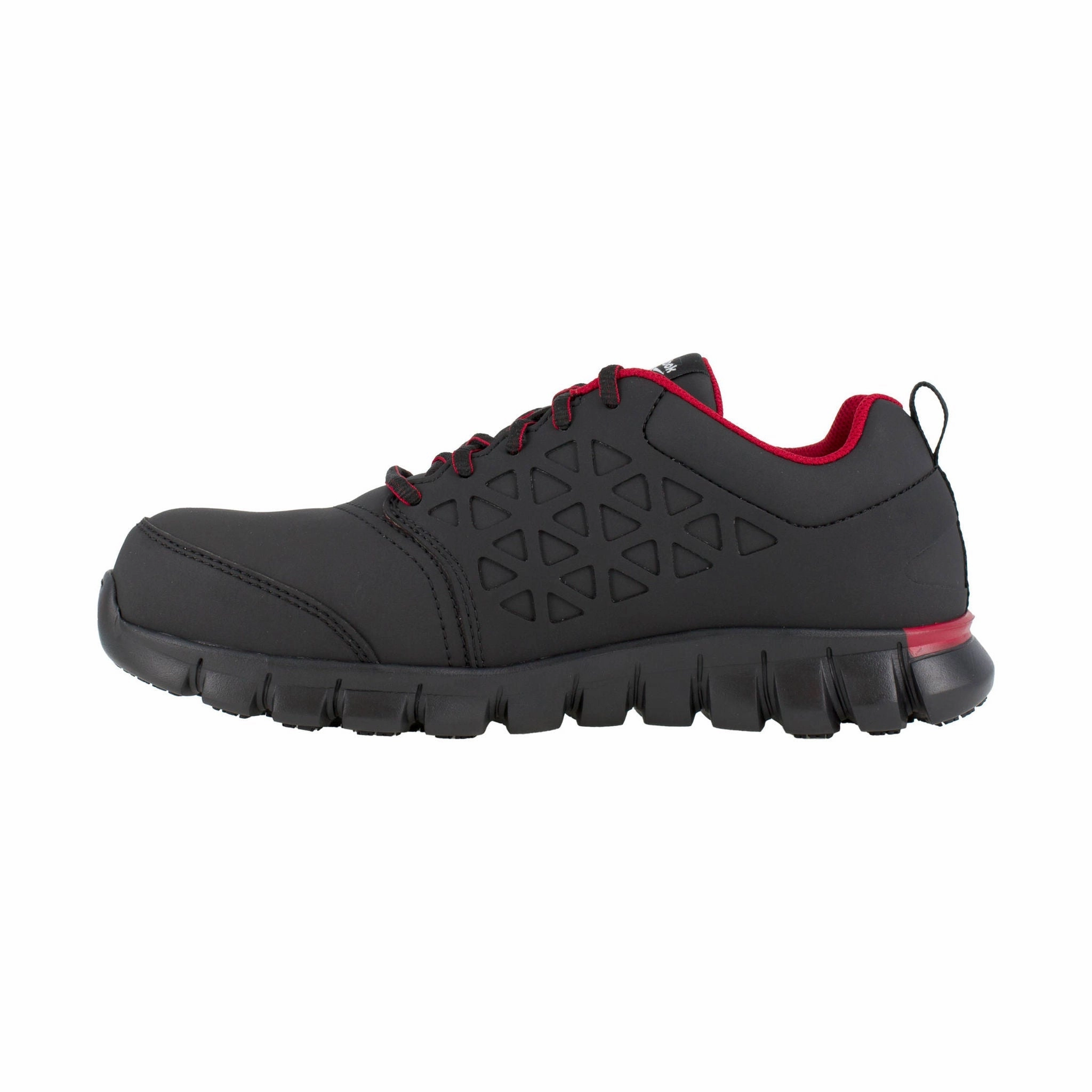 Reebok Work Men's Sublite Cushion Athletic Composite Toe Work Shoes - Black/Red Street Grip