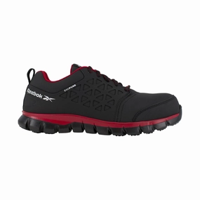 Reebok Work Men's Sublite Cushion Athletic Composite Toe Work Shoes - Black/Red Neutral Ride
