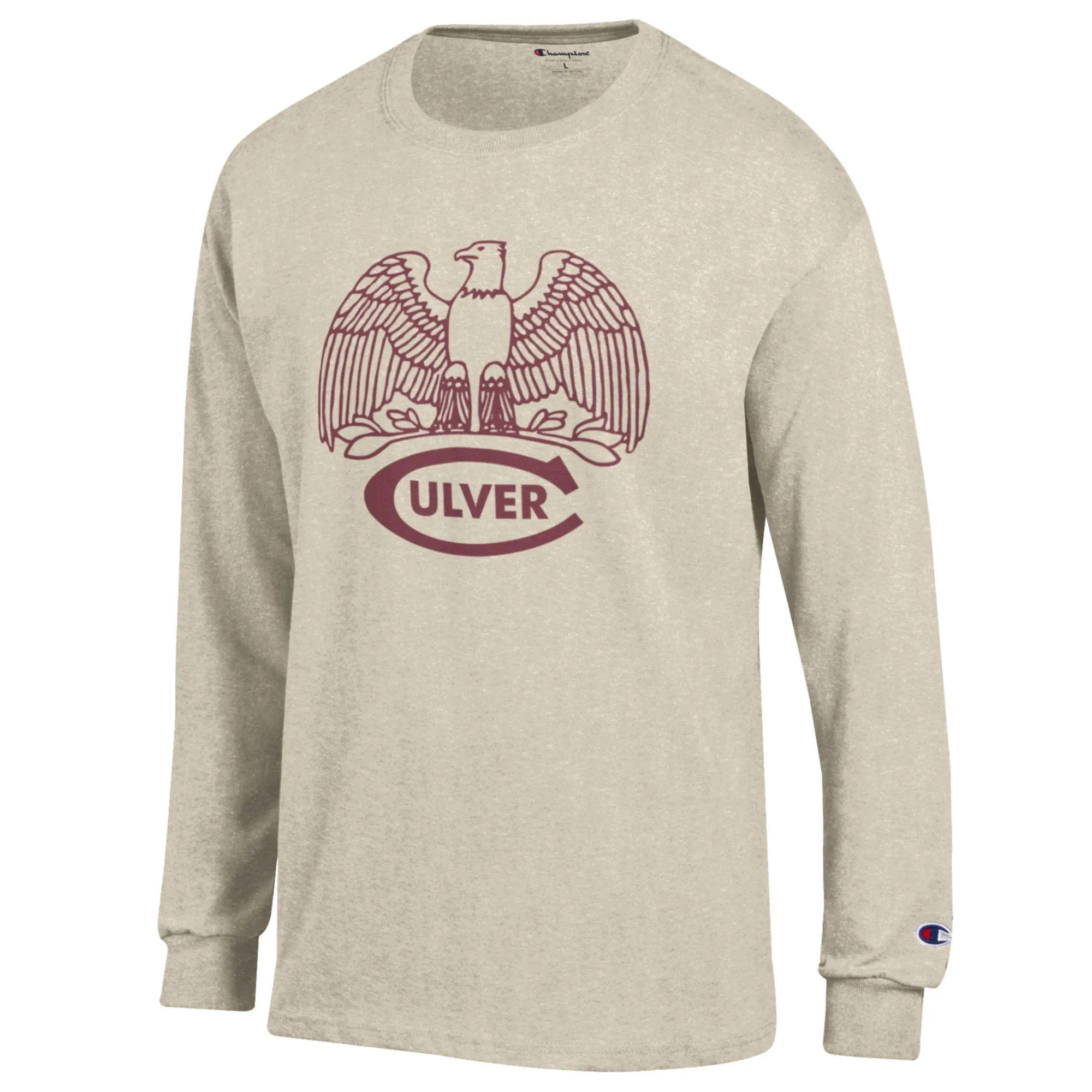 Champion Classic Eagle Jersey Long Sleeve Tee - Oatmeal Reinforced Shoulders Sleek Fit Wear