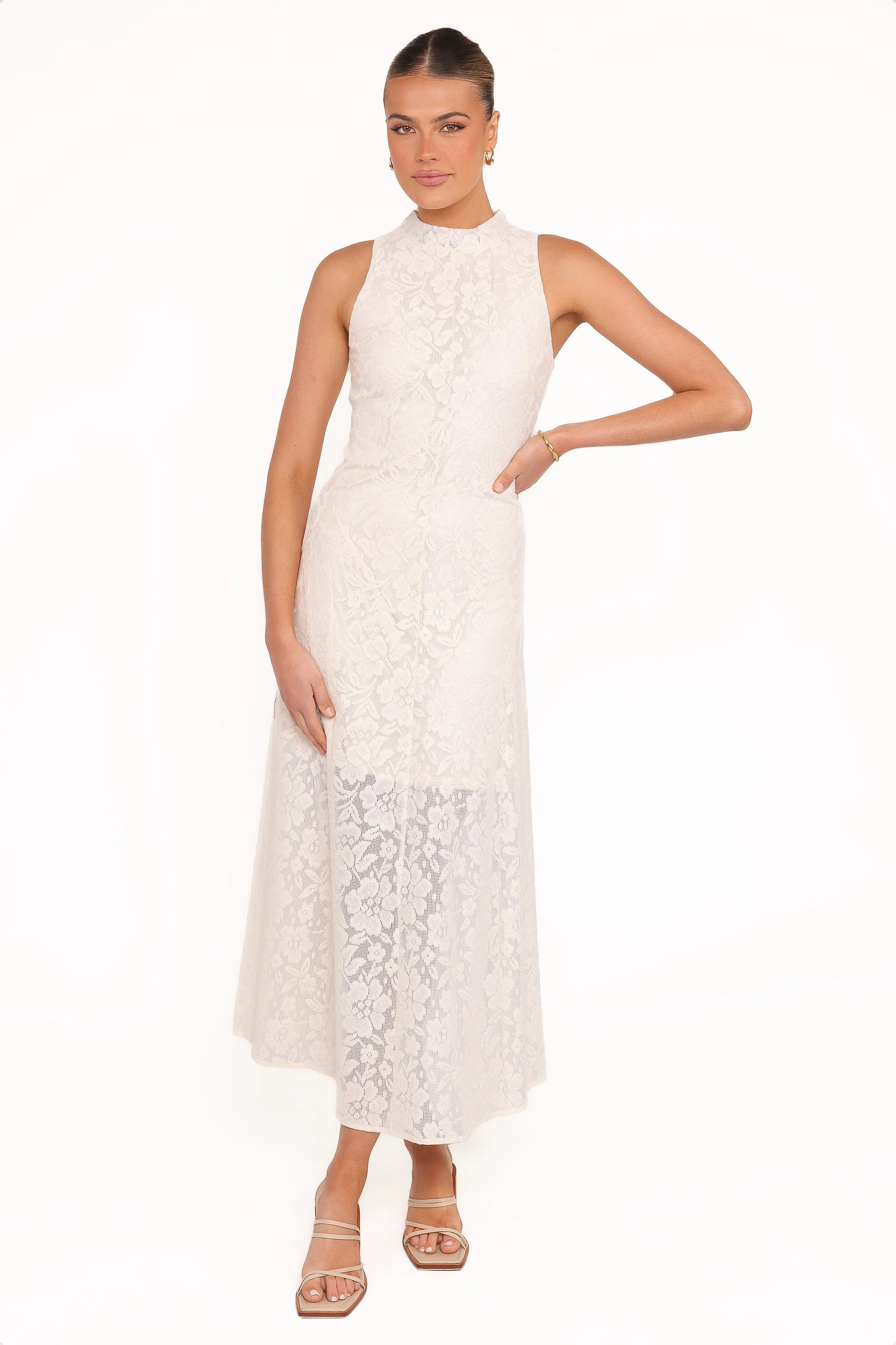 Danni Lace Midi Dress - Ecru Weekend Chic