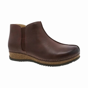 Dansko Women's Makara Bootie - Brown Waxy Milled Easy Fit