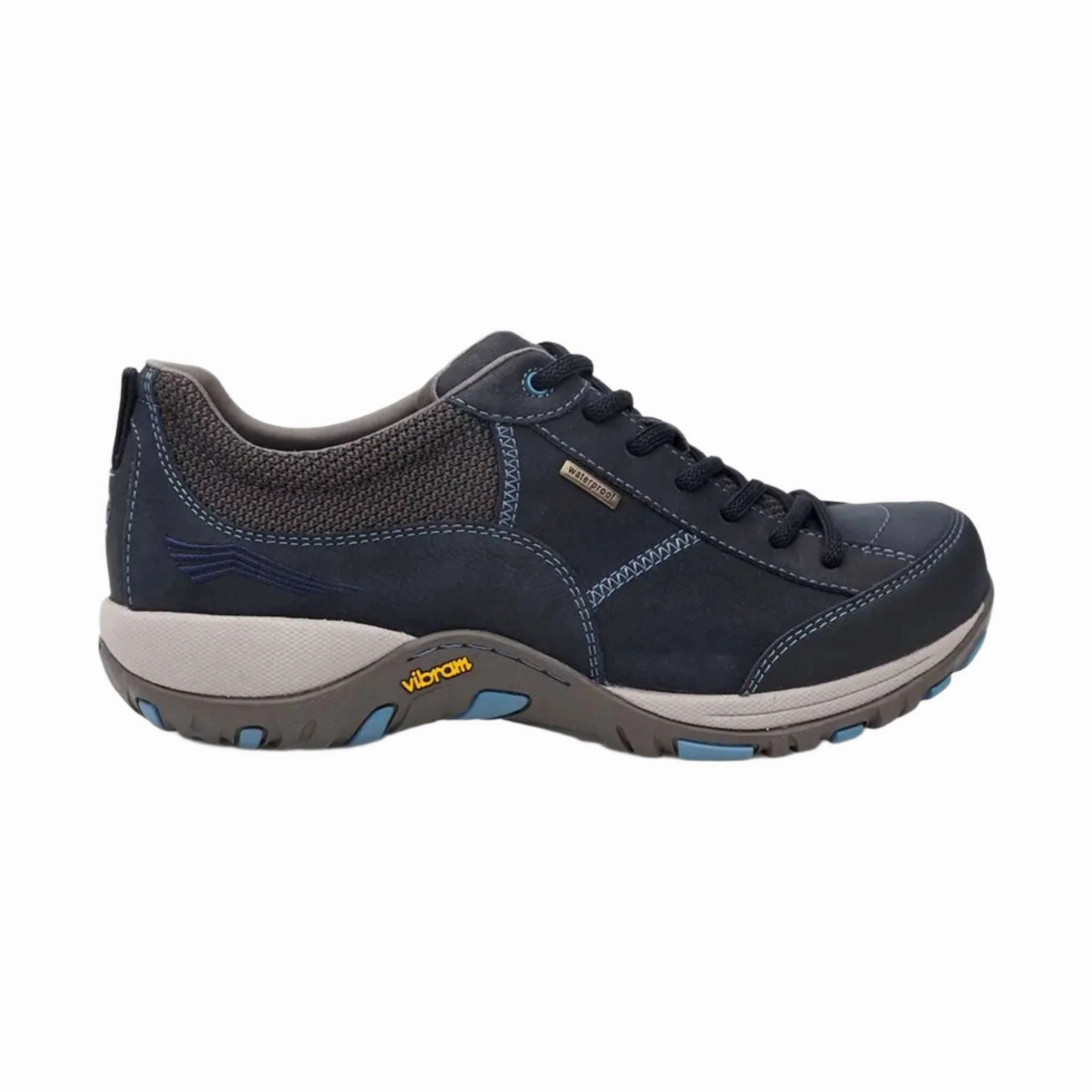 Thermoregulating Material Dansko Women's Paisley Wide Waterproof Sneaker - Navy Milled Nubuck