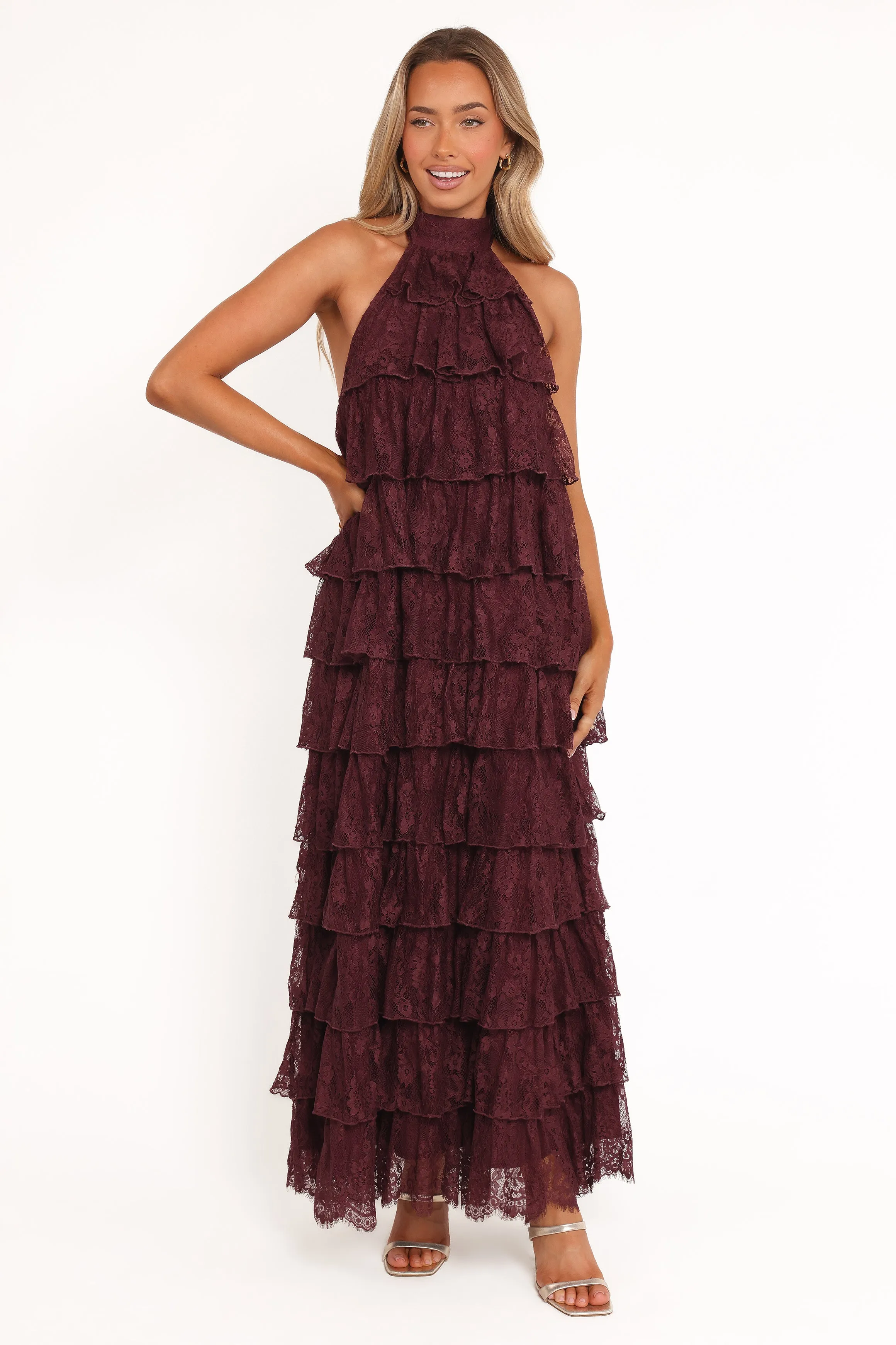 Fluid movement Zoella Maxi Dress - Cherry Lace