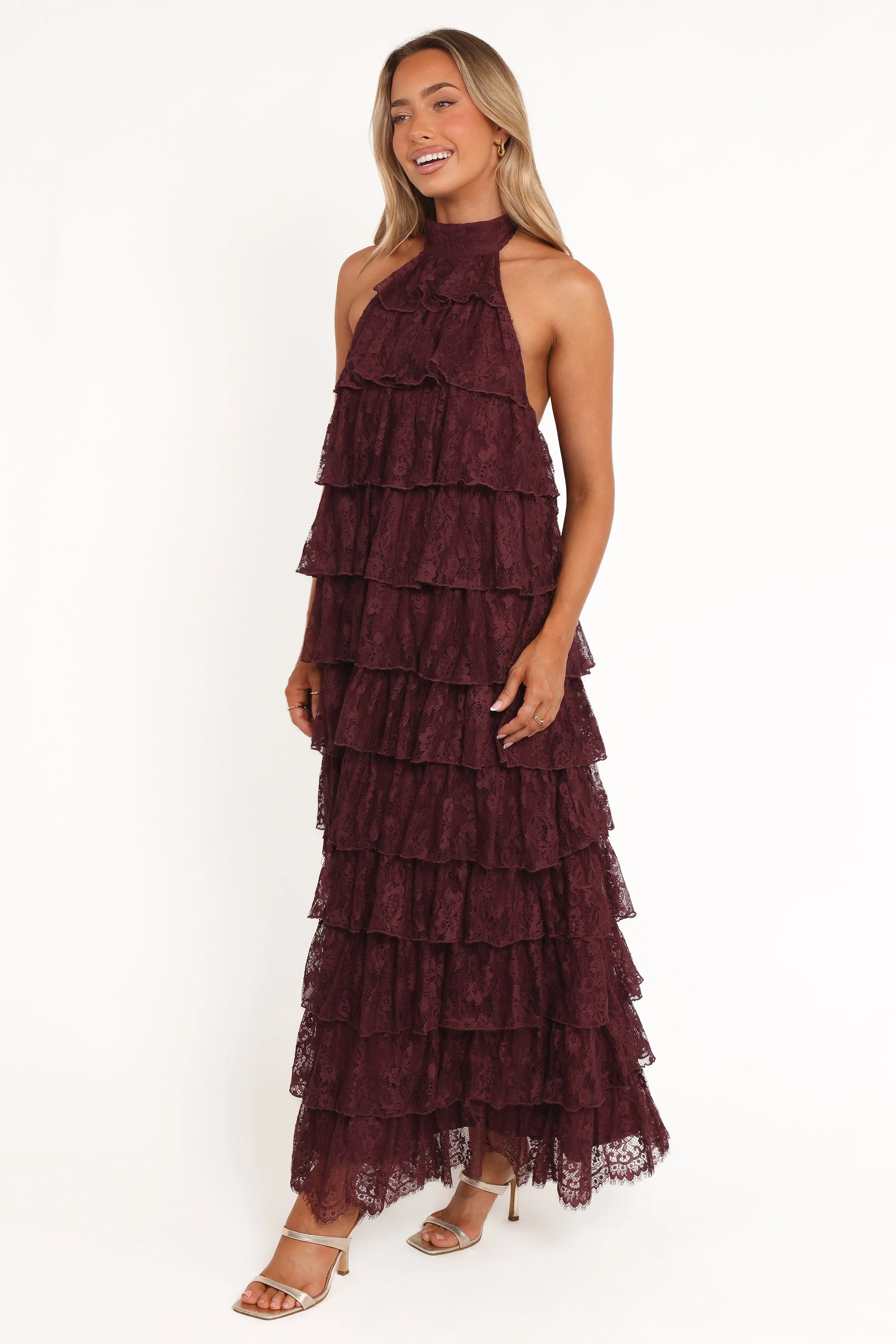 Dressy Glow Bright Colors Zoella Maxi Dress - Cherry Lace