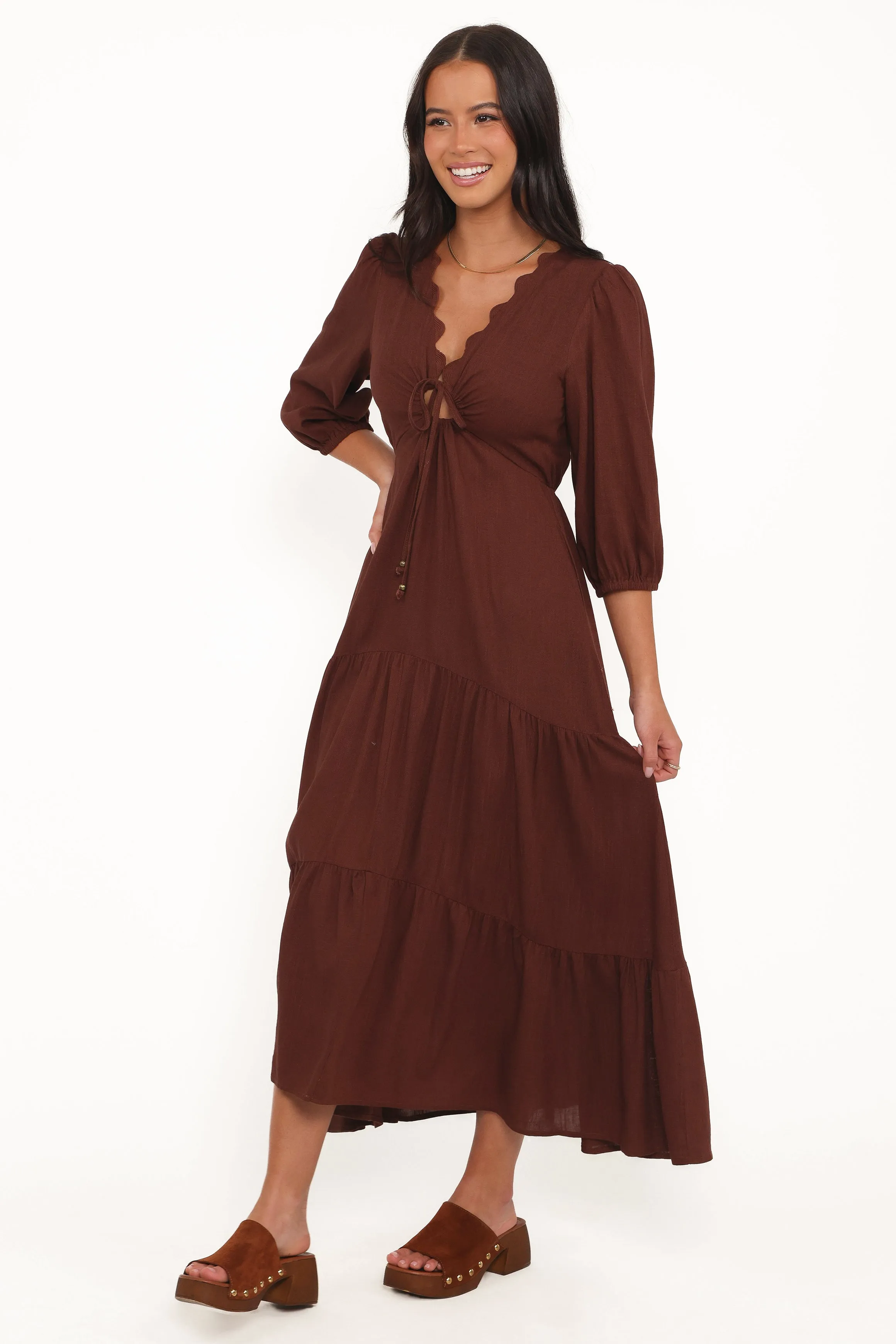 Flawless Waistband Eleonara Midi Dress - Chocolate