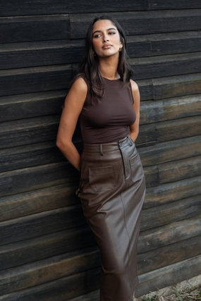 Durable Stitching Classic Touch Colby Midi Skirt - Brown