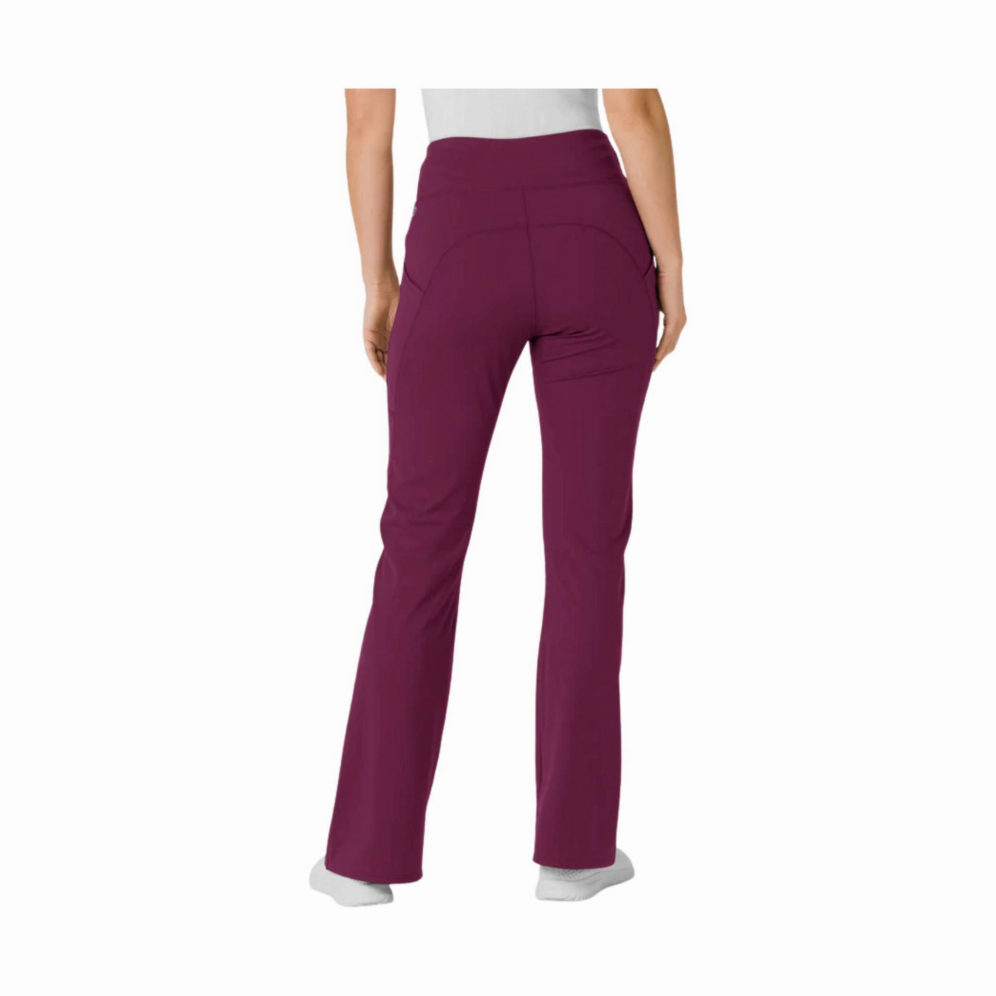 Flattering Design Quick Drying Wink Women's Knit Flare Yoga Scrub Pant - Wine